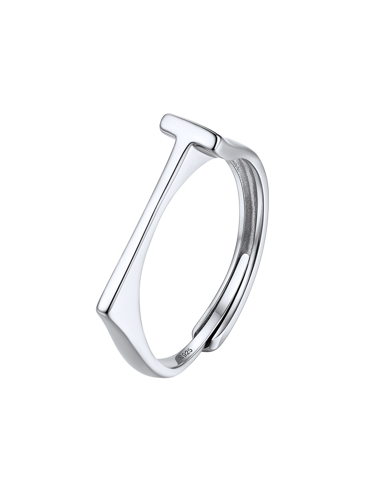 Initial Ring Adjustable Capital Letter Ring in Silver