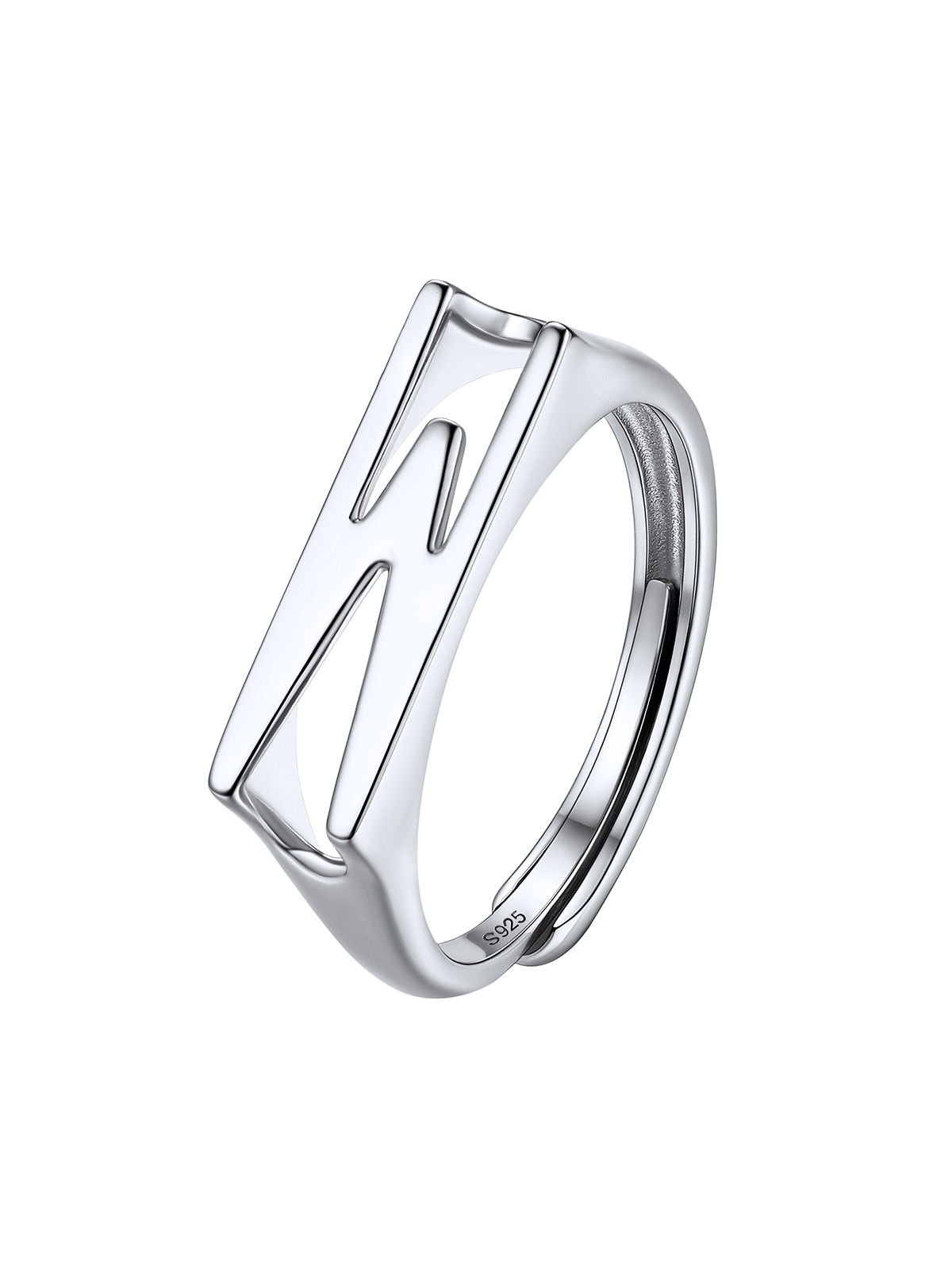 Initial Ring Adjustable Capital Letter Ring in Silver