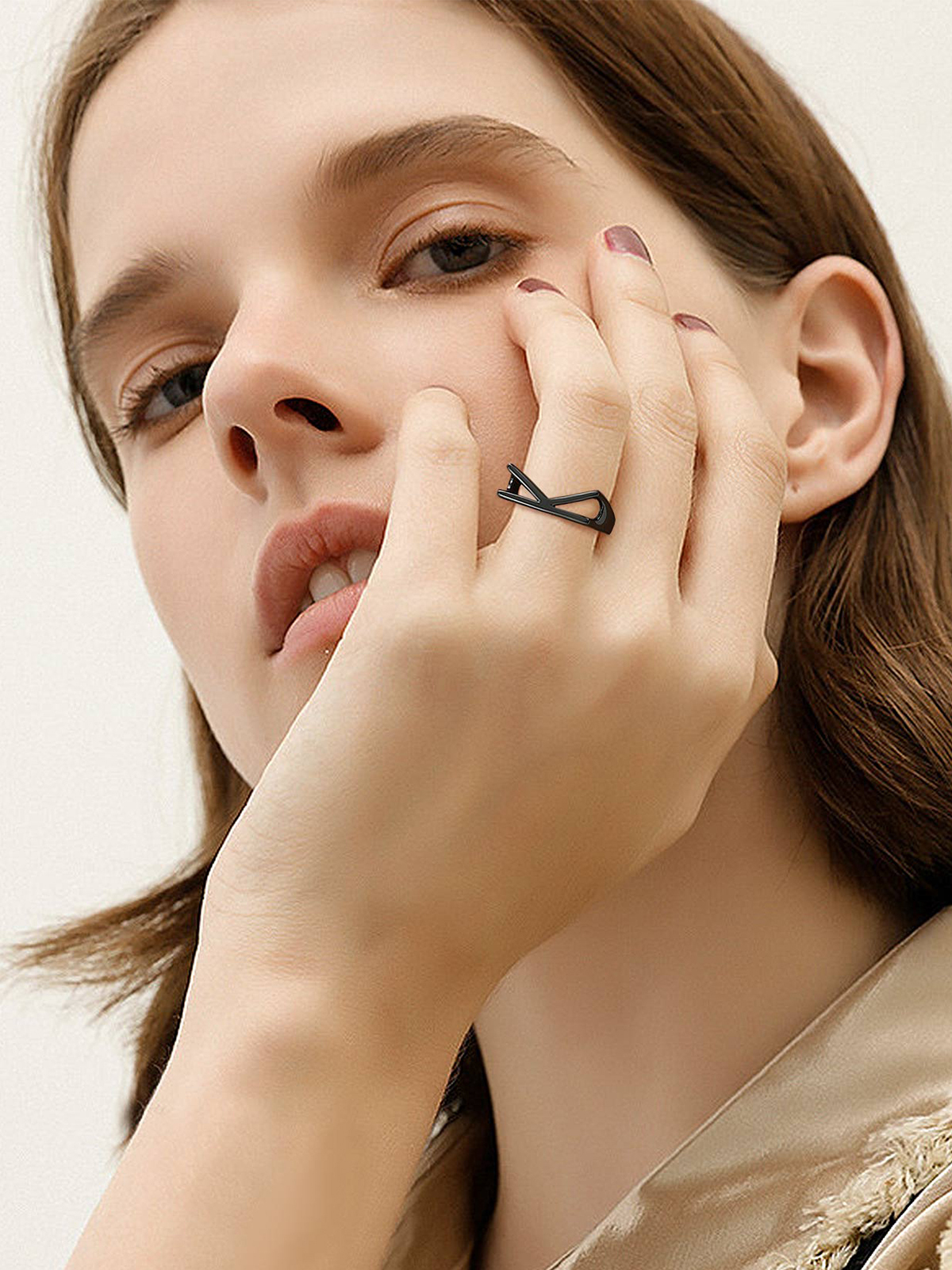 Initial Ring Adjustable Capital Letter Ring in Black