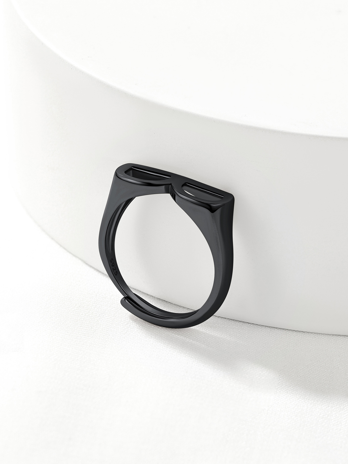Initial Ring Adjustable Capital Letter Ring in Black