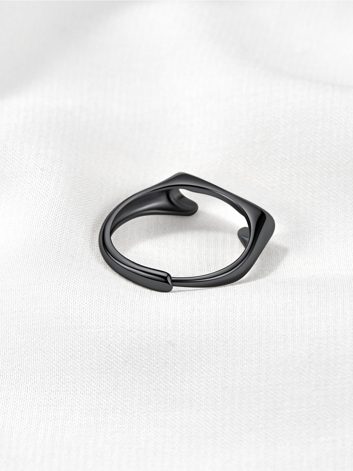 Initial Ring Adjustable Capital Letter Ring in Black