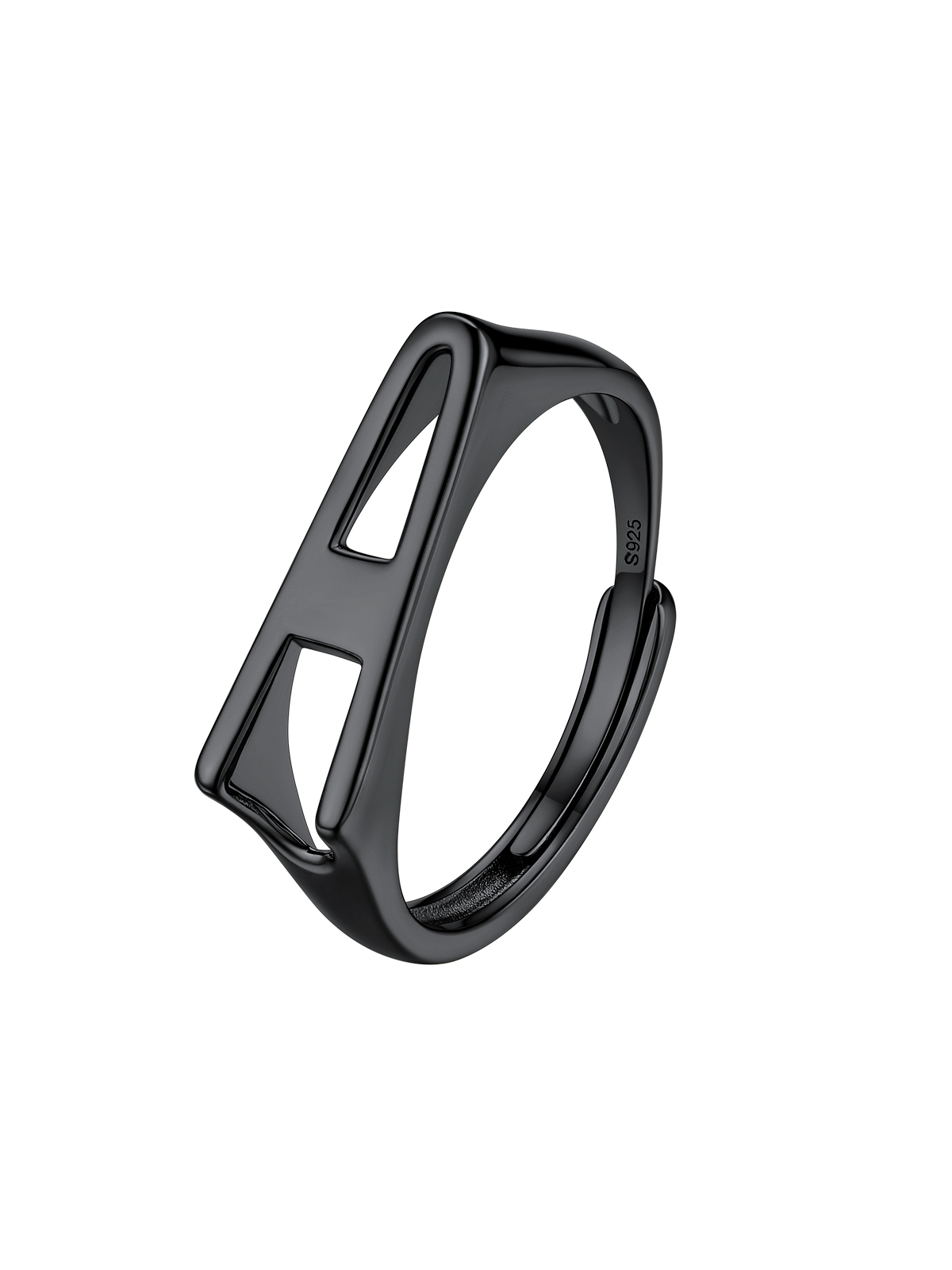 Initial Ring Adjustable Capital Letter Ring in Black