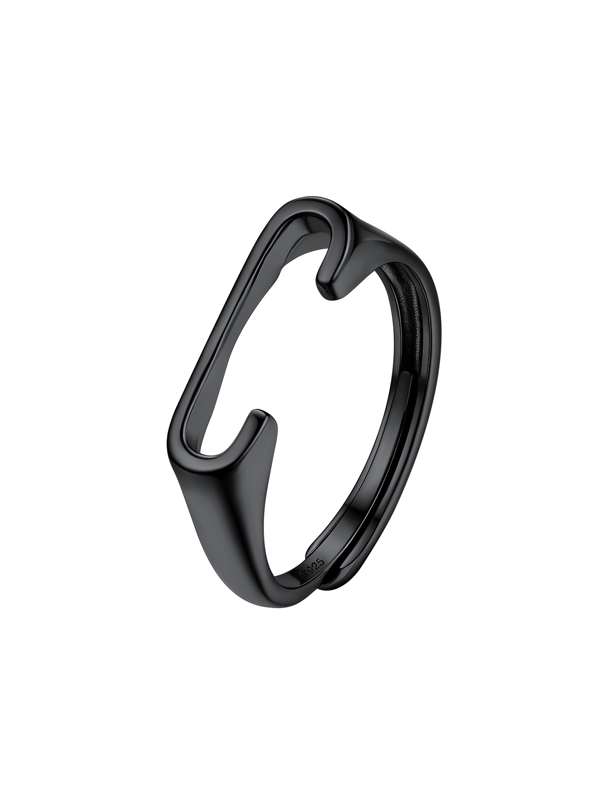 Initial Ring Adjustable Capital Letter Ring in Black