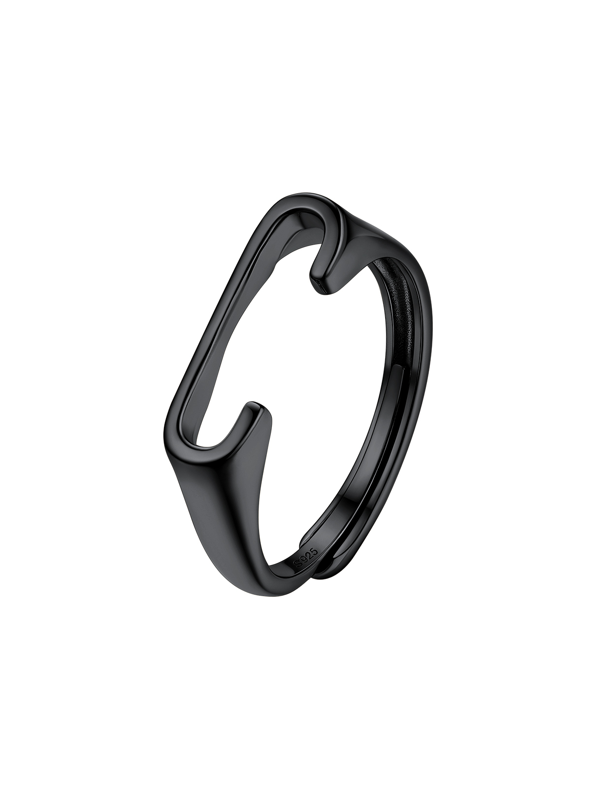 Initial Ring Adjustable Capital Letter Ring in Black