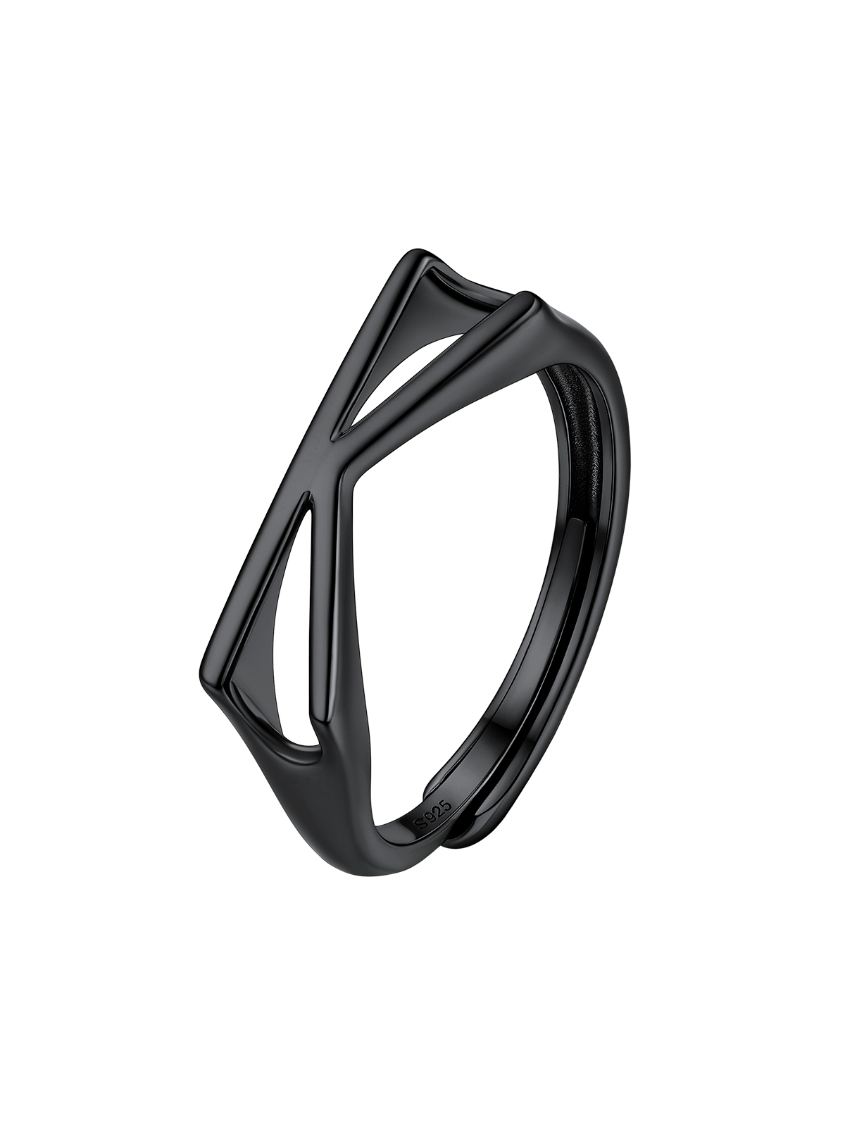 Initial Ring Adjustable Capital Letter Ring in Black