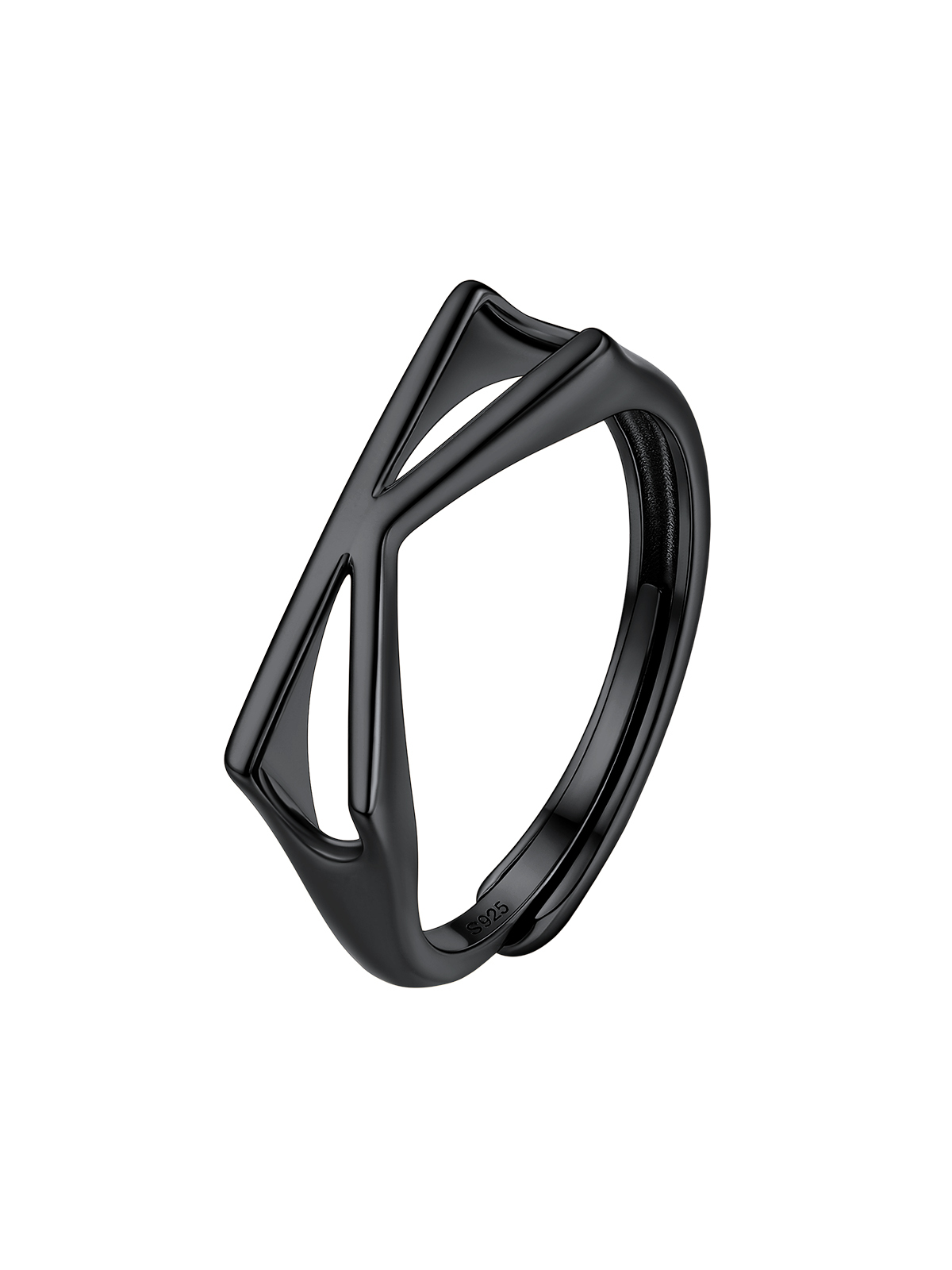 Initial Ring Adjustable Capital Letter Ring in Black