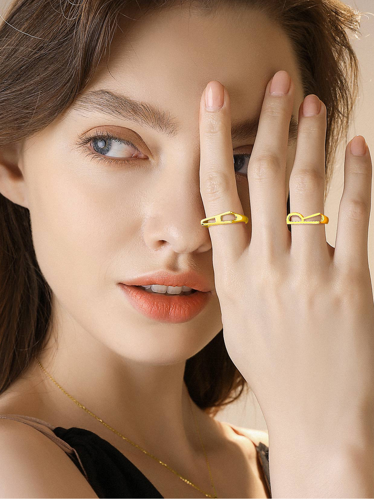 Initial Ring Adjustable Capital Letter Ring in 14K Gold