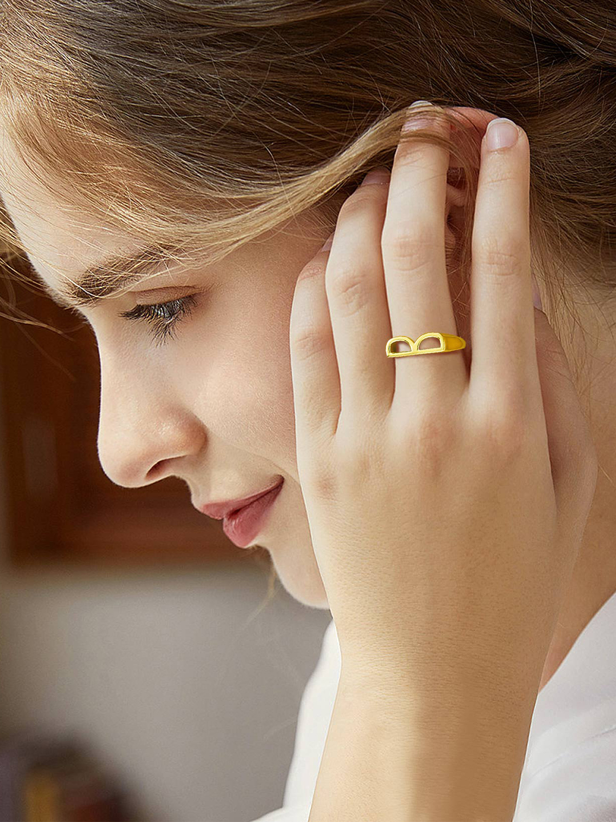 Initial Ring Adjustable Capital Letter Ring in 14K Gold