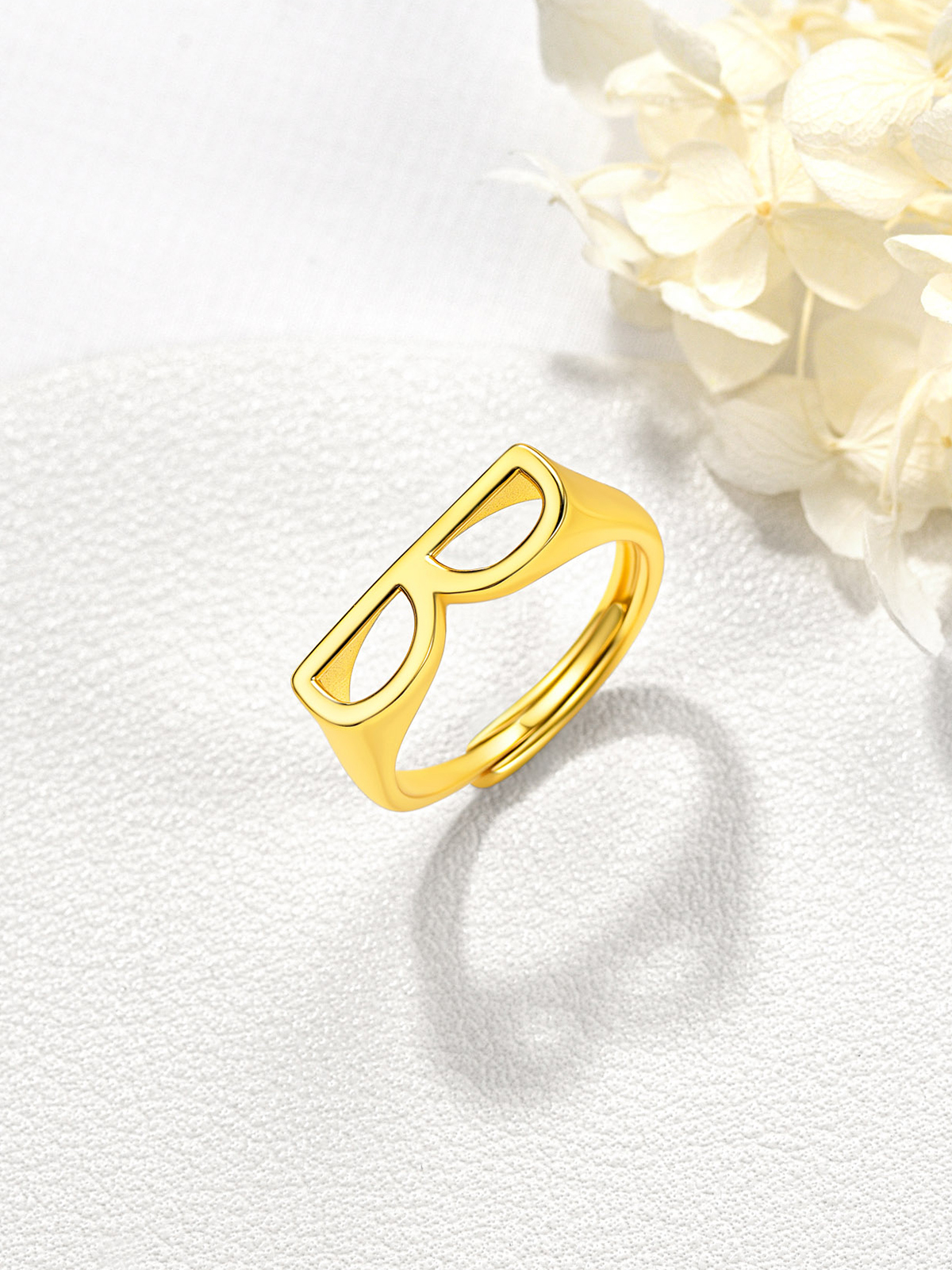 Initial Ring Adjustable Capital Letter Ring in 14K Gold