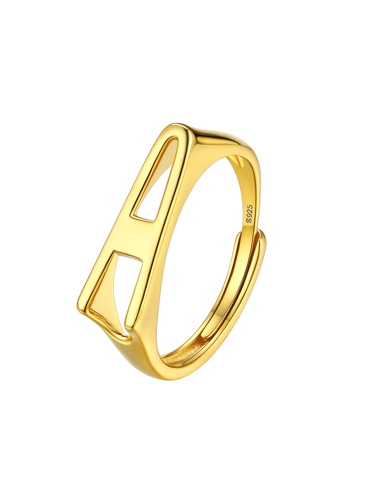Initial Ring Adjustable Capital Letter Ring in 14K Gold