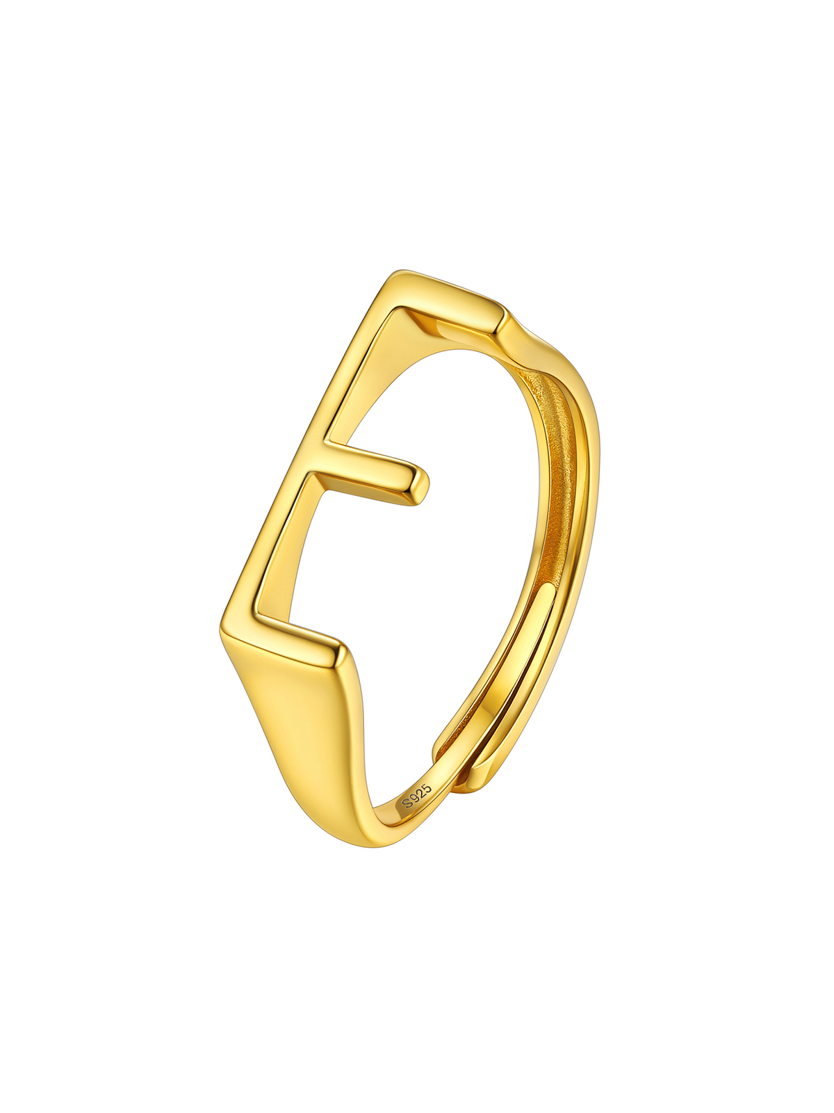 Initial Ring Adjustable Capital Letter Ring in 14K Gold