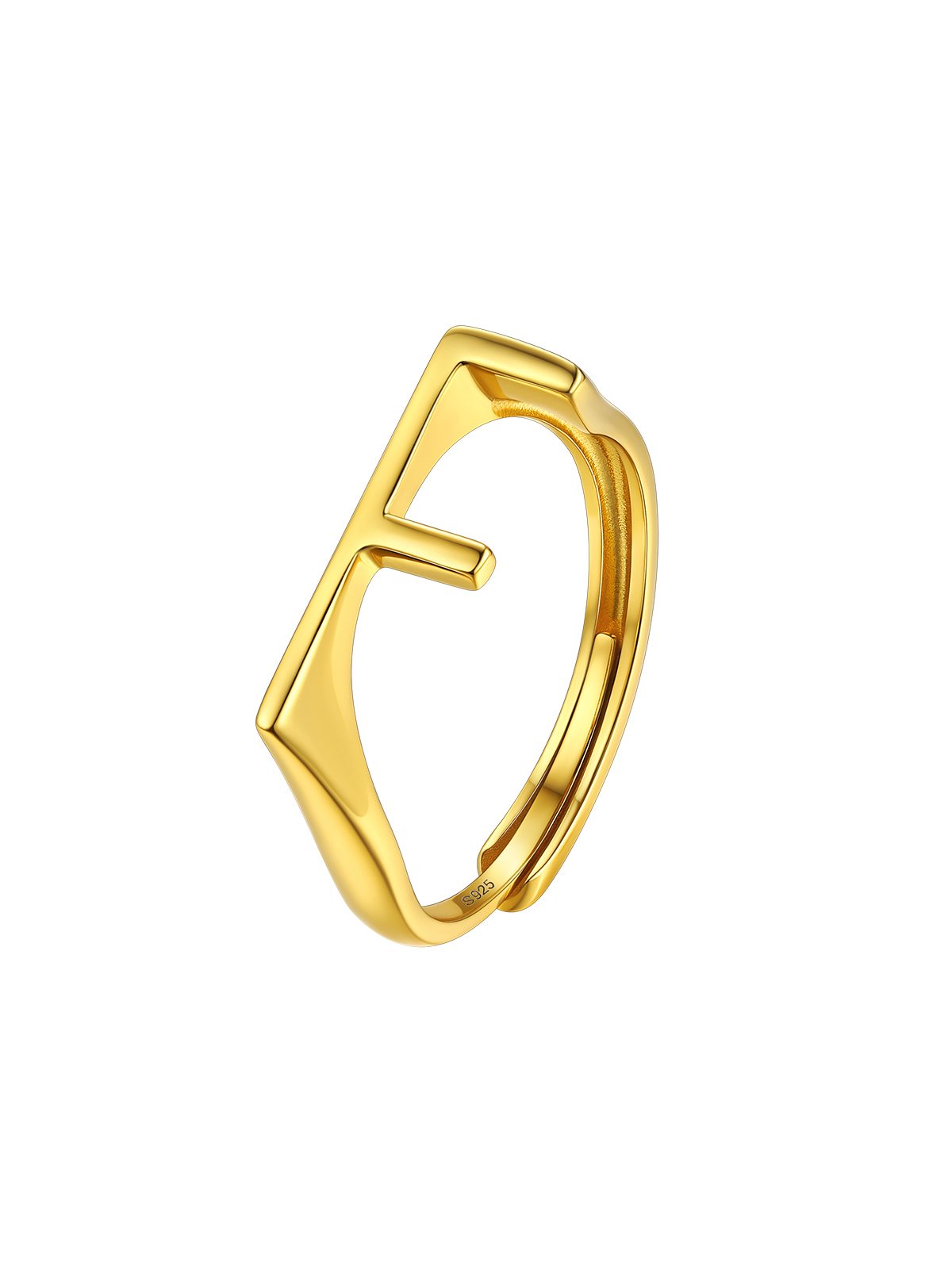 Initial Ring Adjustable Capital Letter Ring in 14K Gold
