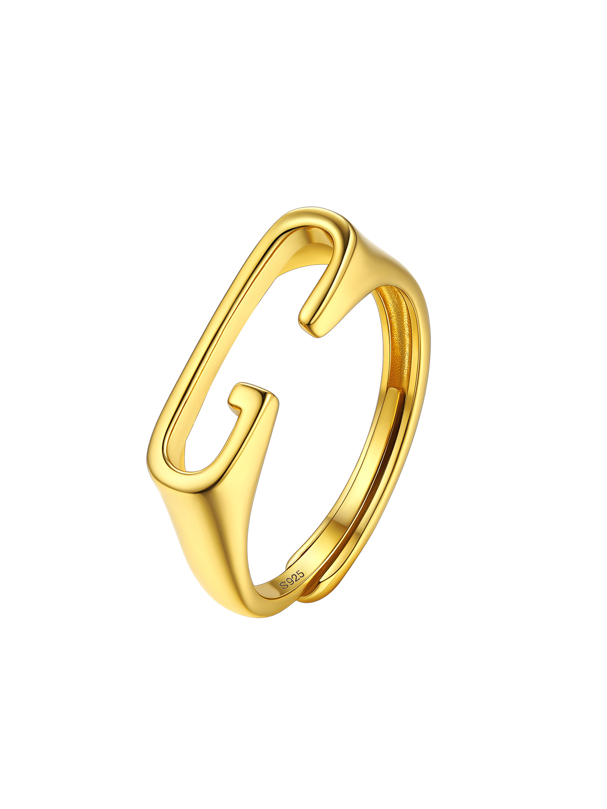 Initial Ring Adjustable Capital Letter Ring in 14K Gold