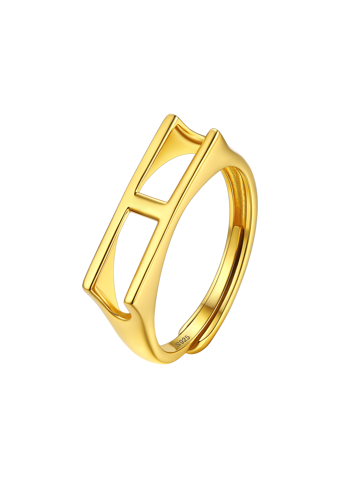 Initial Ring Adjustable Capital Letter Ring in 14K Gold