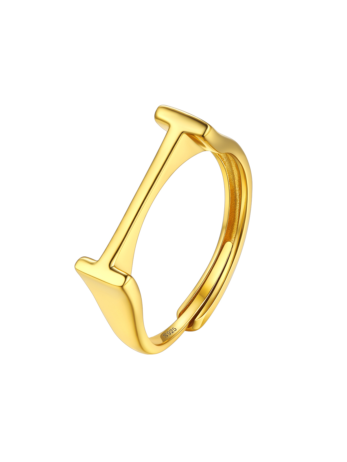 Initial Ring Adjustable Capital Letter Ring in 14K Gold