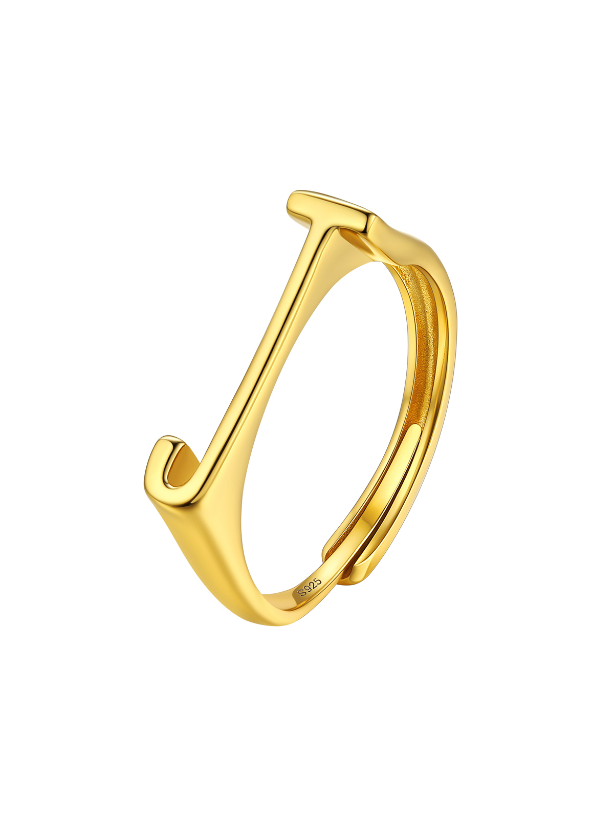 Initial Ring Adjustable Capital Letter Ring in 14K Gold