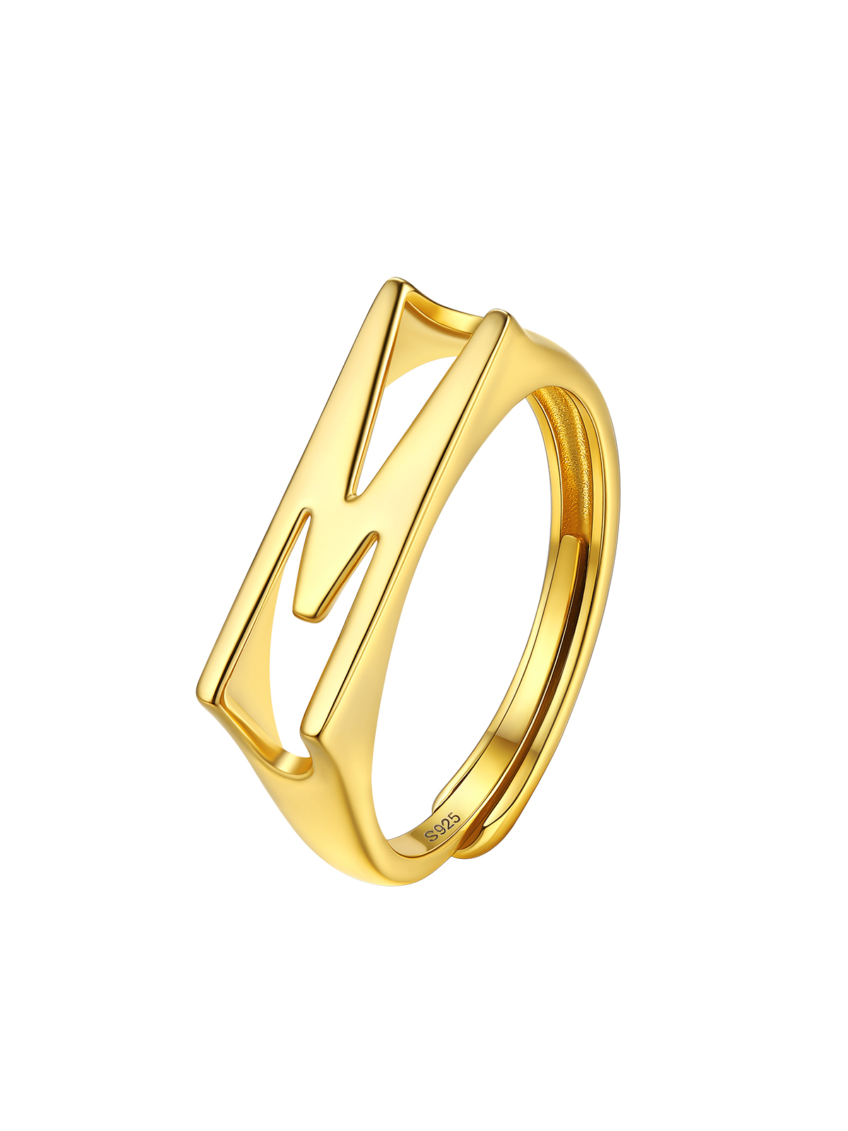 Initial Ring Adjustable Capital Letter Ring in 14K Gold