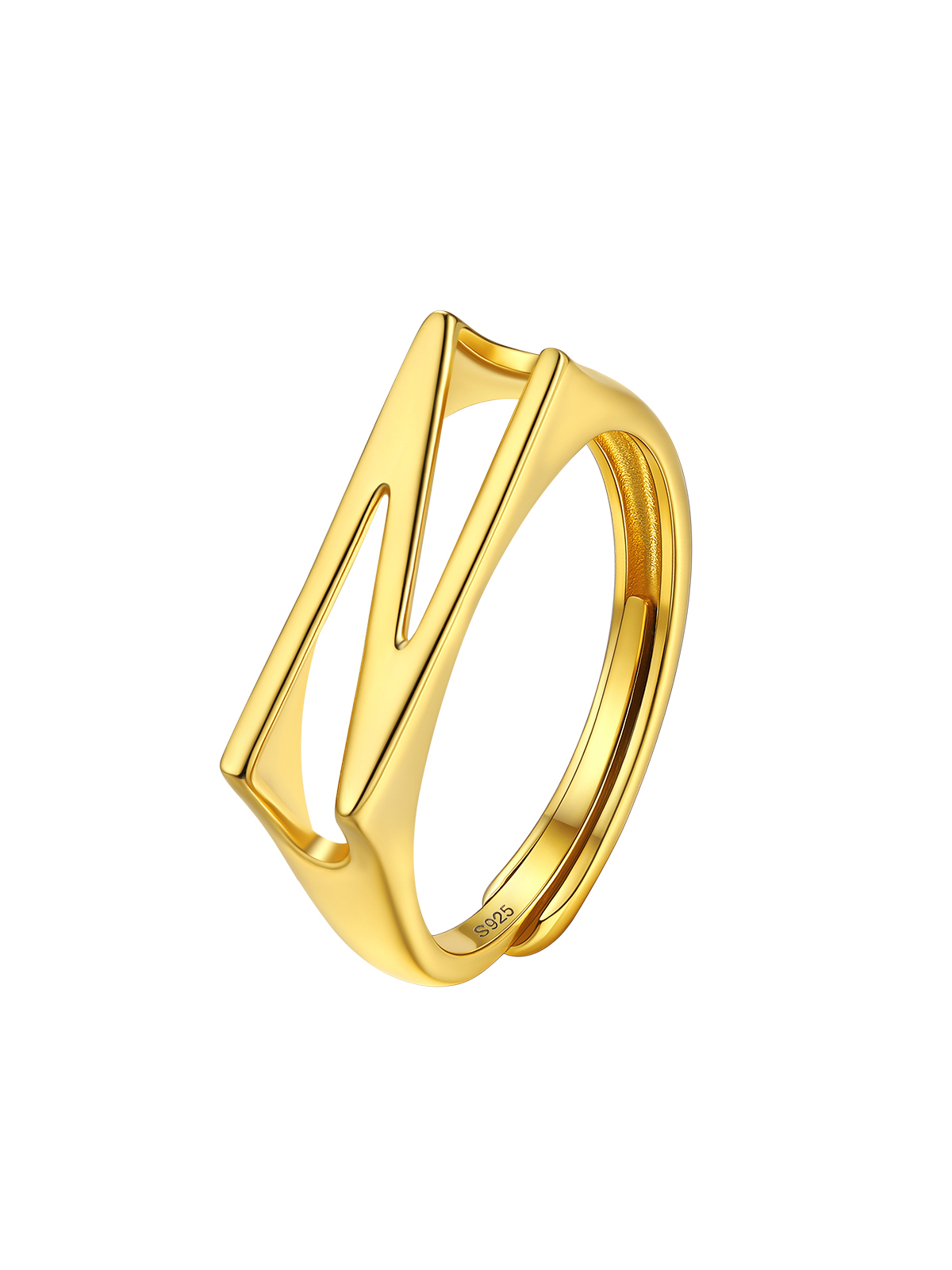 Initial Ring Adjustable Capital Letter Ring in 14K Gold