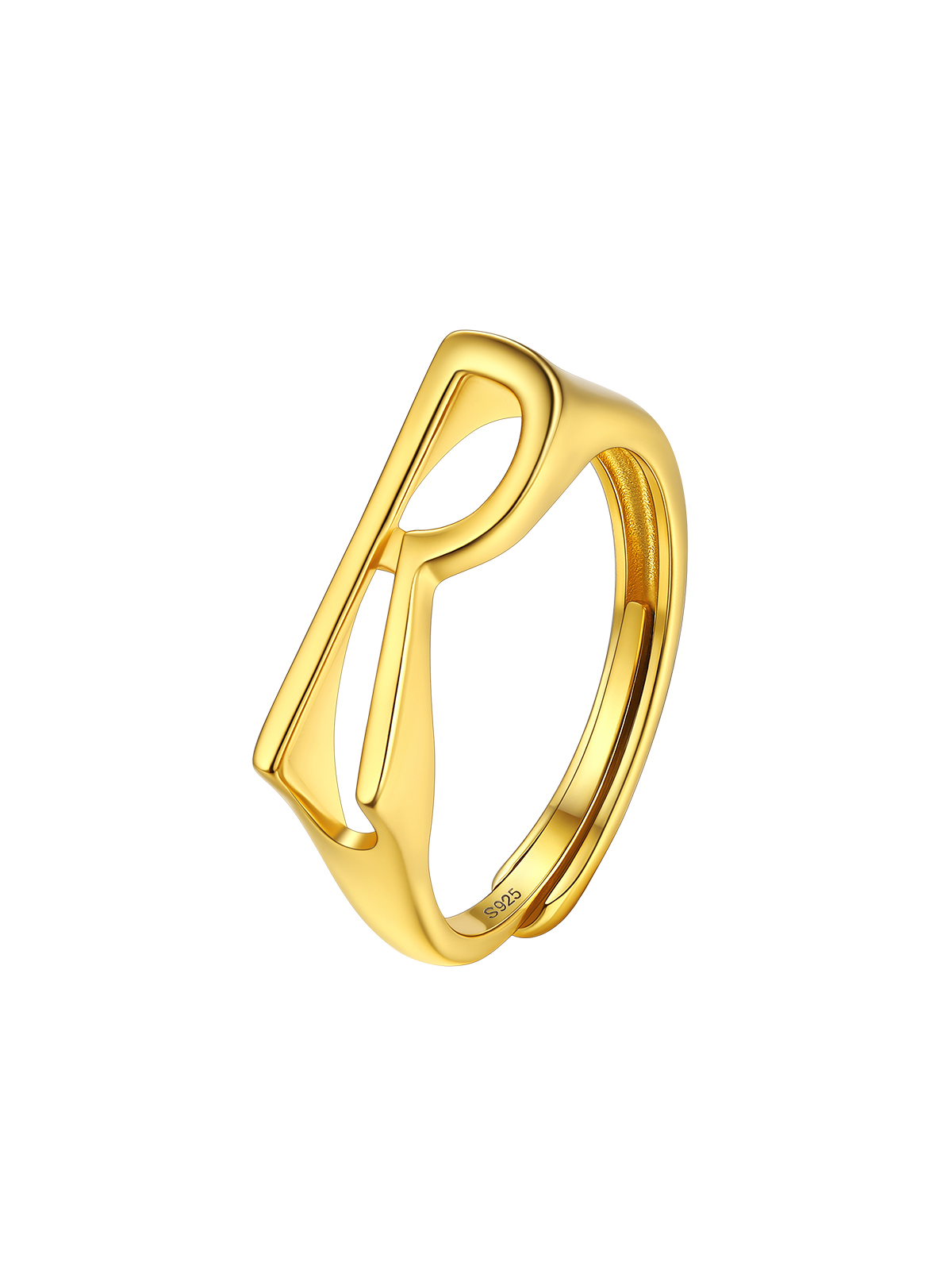 Initial Ring Adjustable Capital Letter Ring in 14K Gold