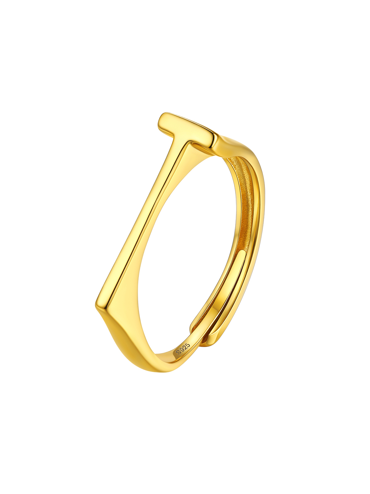 Initial Ring Adjustable Capital Letter Ring in 14K Gold