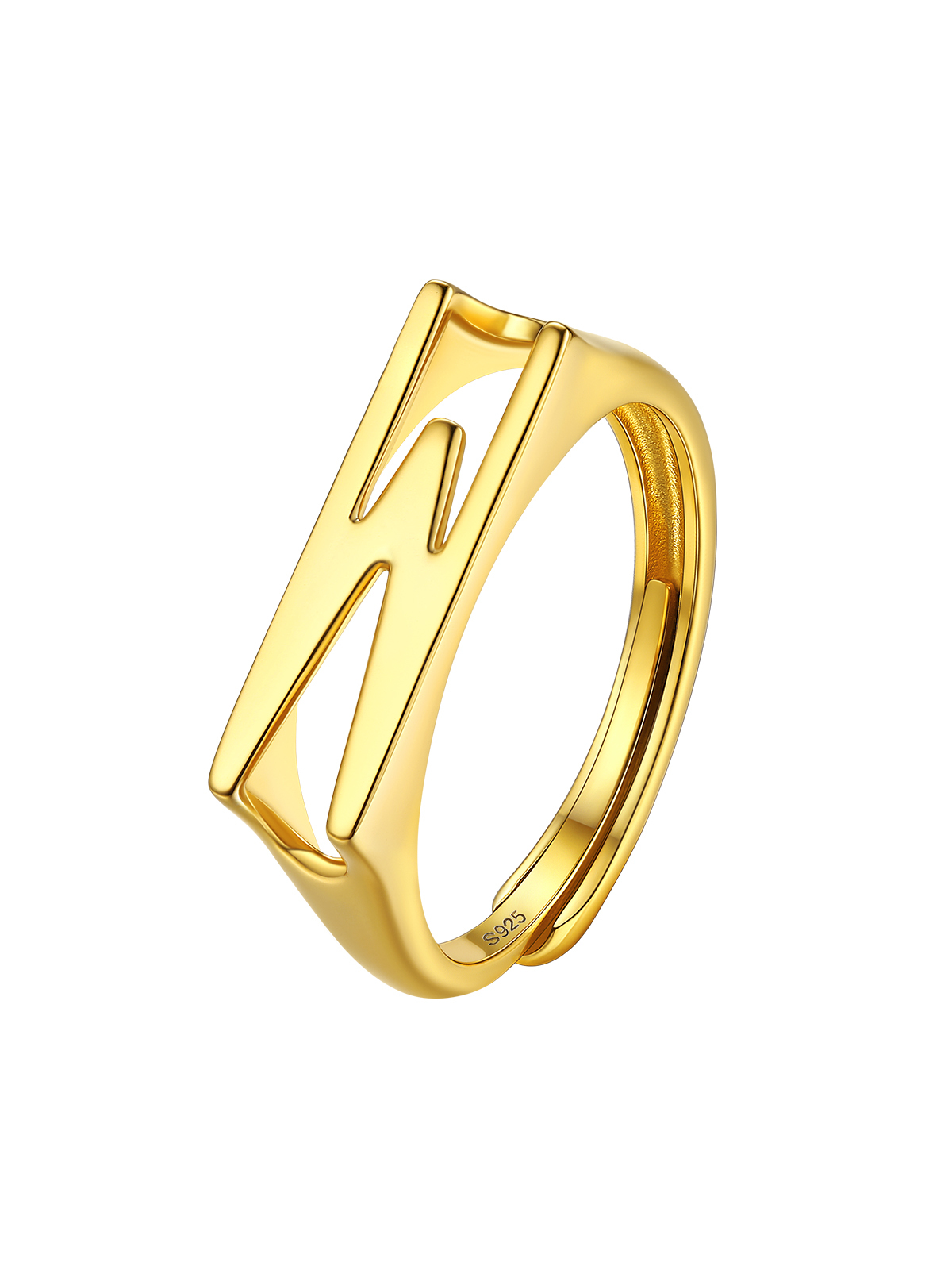 Initial Ring Adjustable Capital Letter Ring in 14K Gold