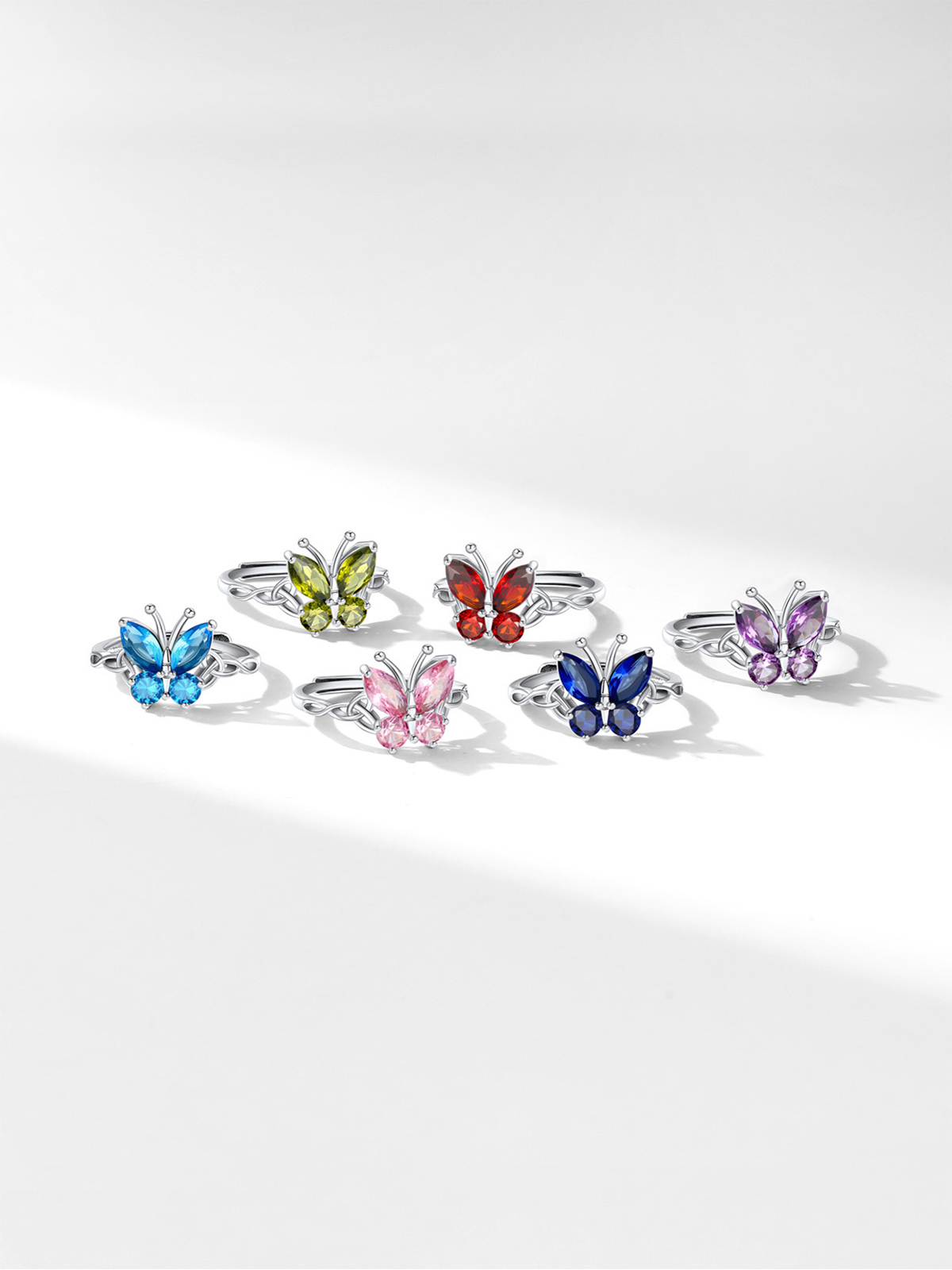 Adjustable Synthetic Sapphire Celtic Knot Band Butterfly Ring
