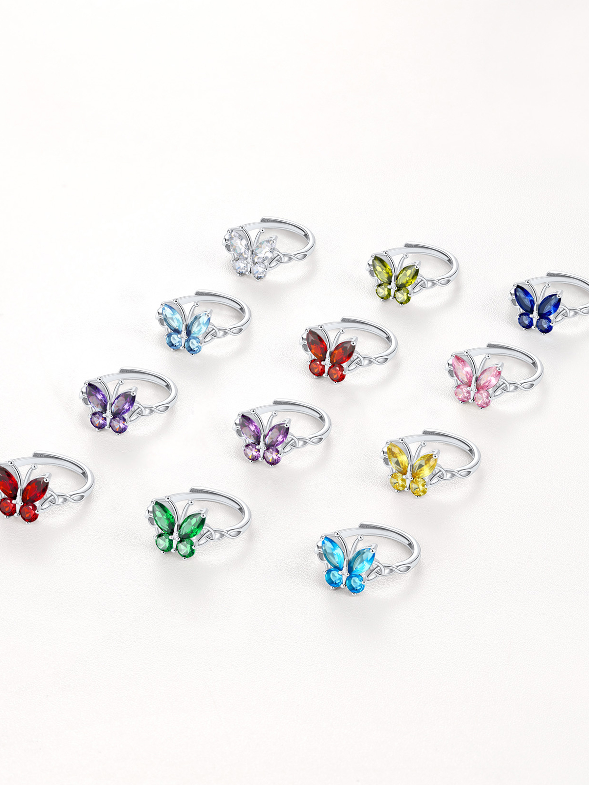 Adjustable Synthetic Diamond Celtic Knot Band Butterfly Ring