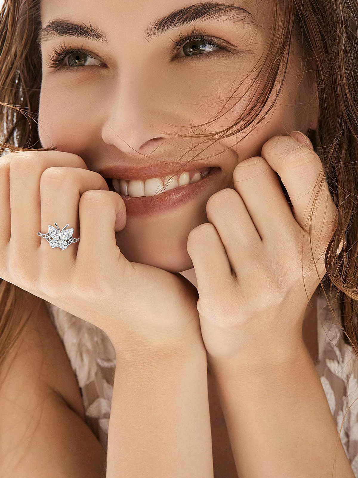 Adjustable Synthetic Diamond Celtic Knot Band Butterfly Ring