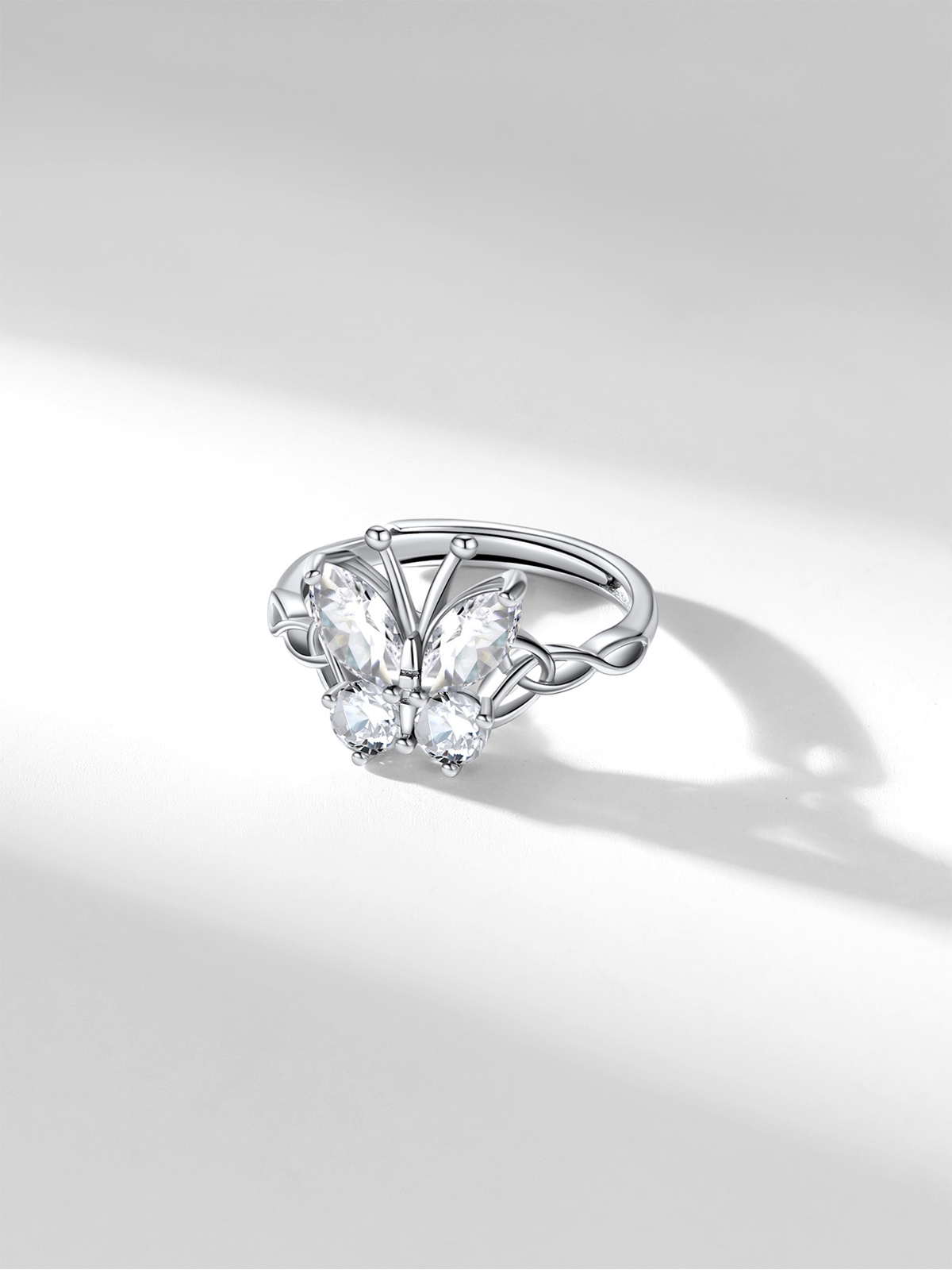 Adjustable Synthetic Diamond Celtic Knot Band Butterfly Ring