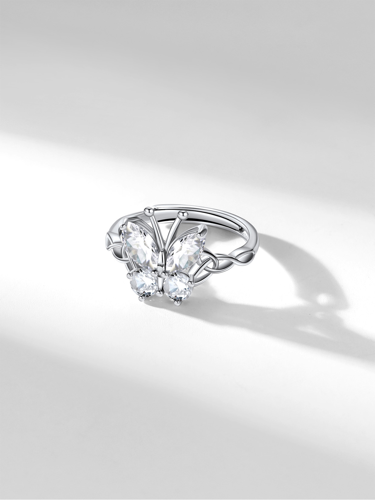 Adjustable Synthetic Diamond Celtic Knot Band Butterfly Ring
