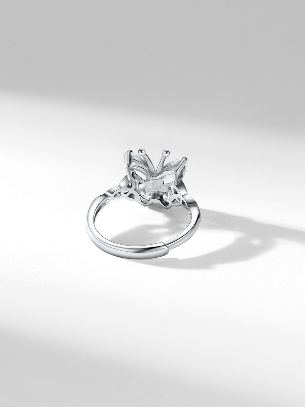 Adjustable Synthetic Diamond Celtic Knot Band Butterfly Ring