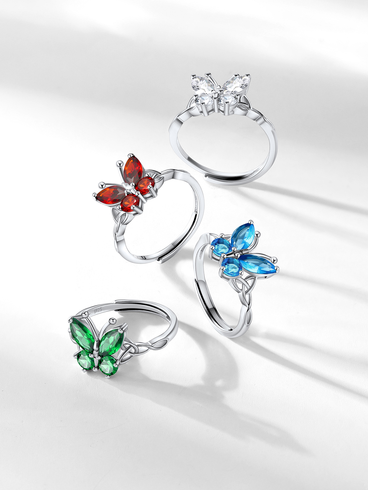 Adjustable Synthetic Diamond Celtic Knot Band Butterfly Ring