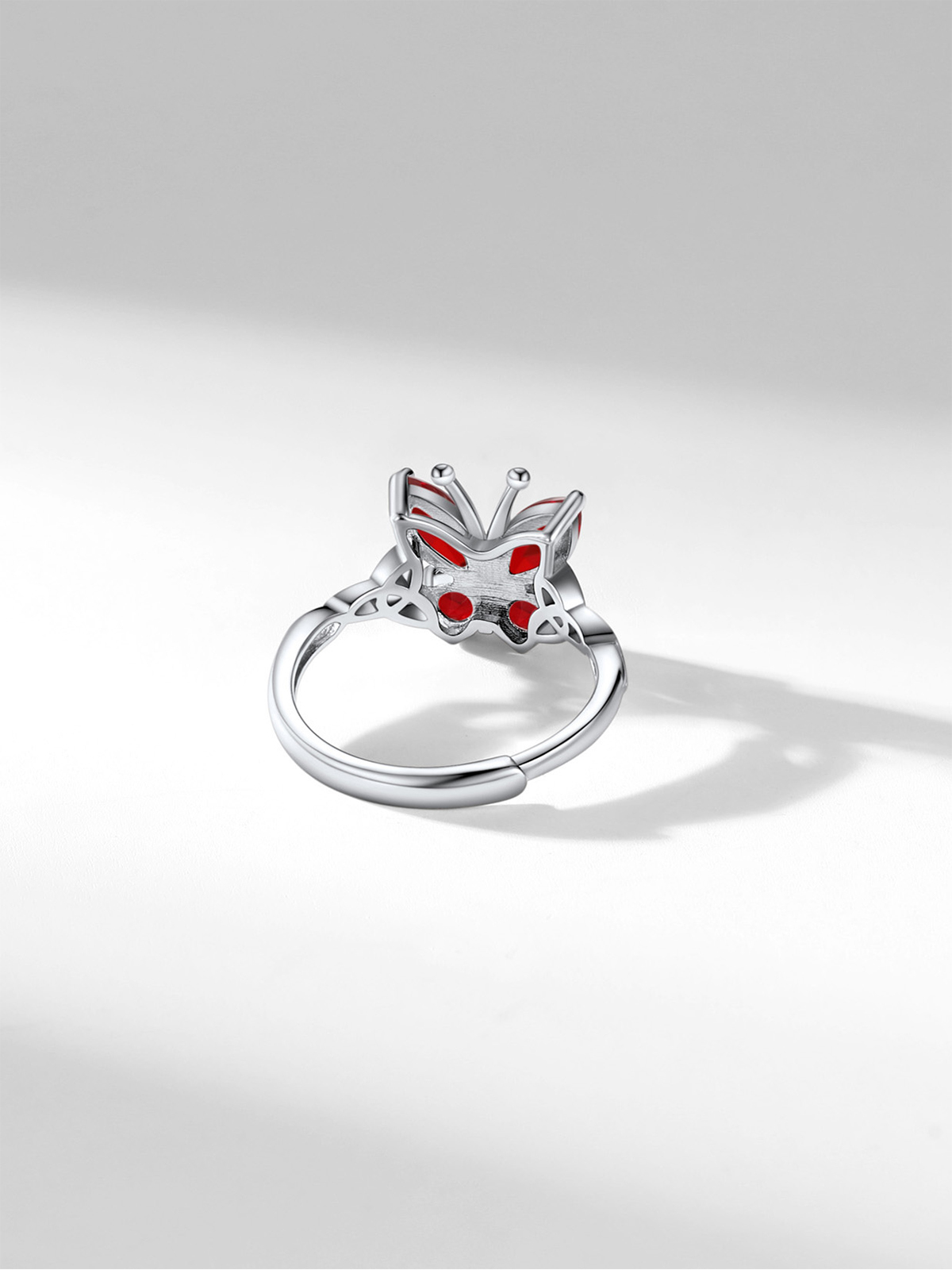 Adjustable Synthetic Ruby Celtic Knot Band Butterfly Ring