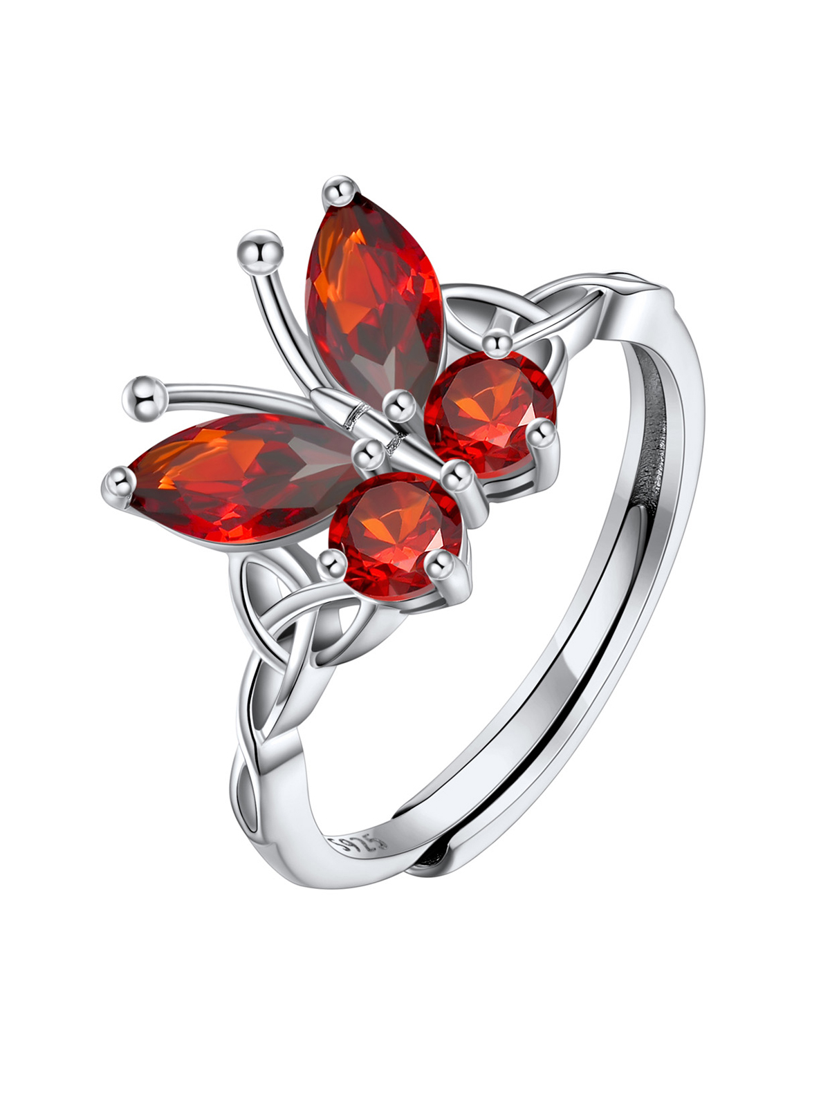 Adjustable Synthetic Ruby Celtic Knot Band Butterfly Ring