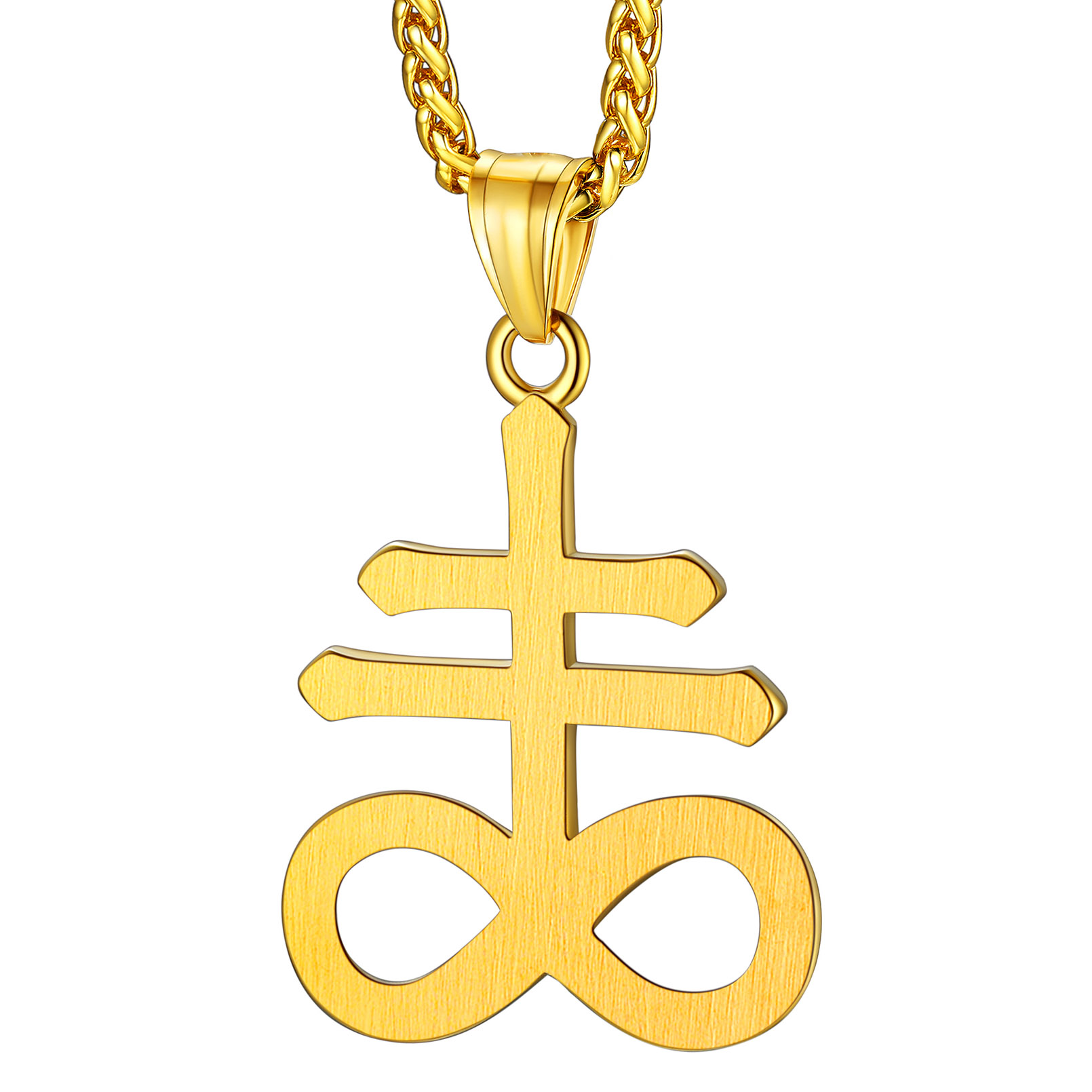 Satanic Leviathan Cross Pendant Necklace in 18K Gold Plated - Backside