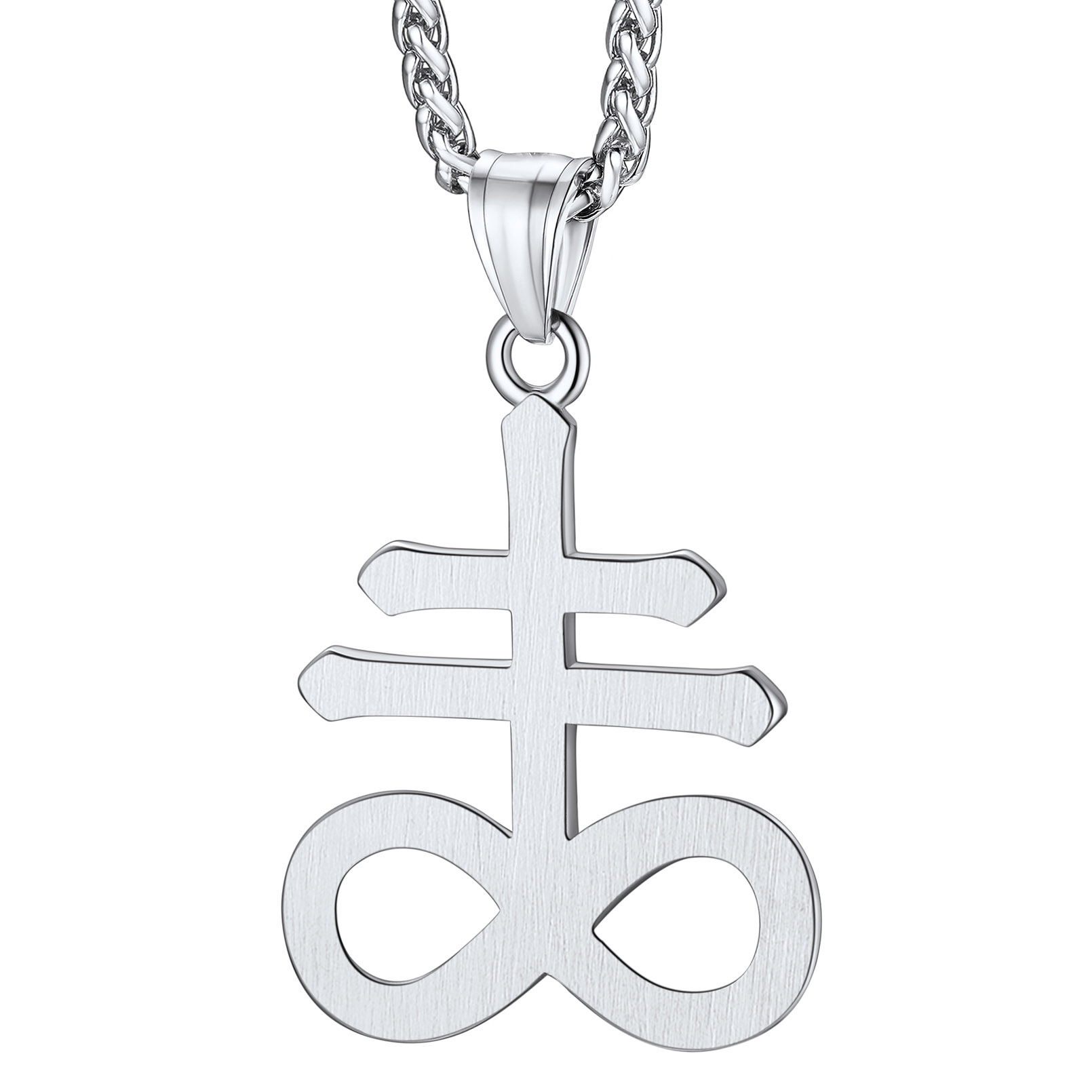 Satanic Leviathan Cross Pendant Necklace in Stainless Steel - Backside