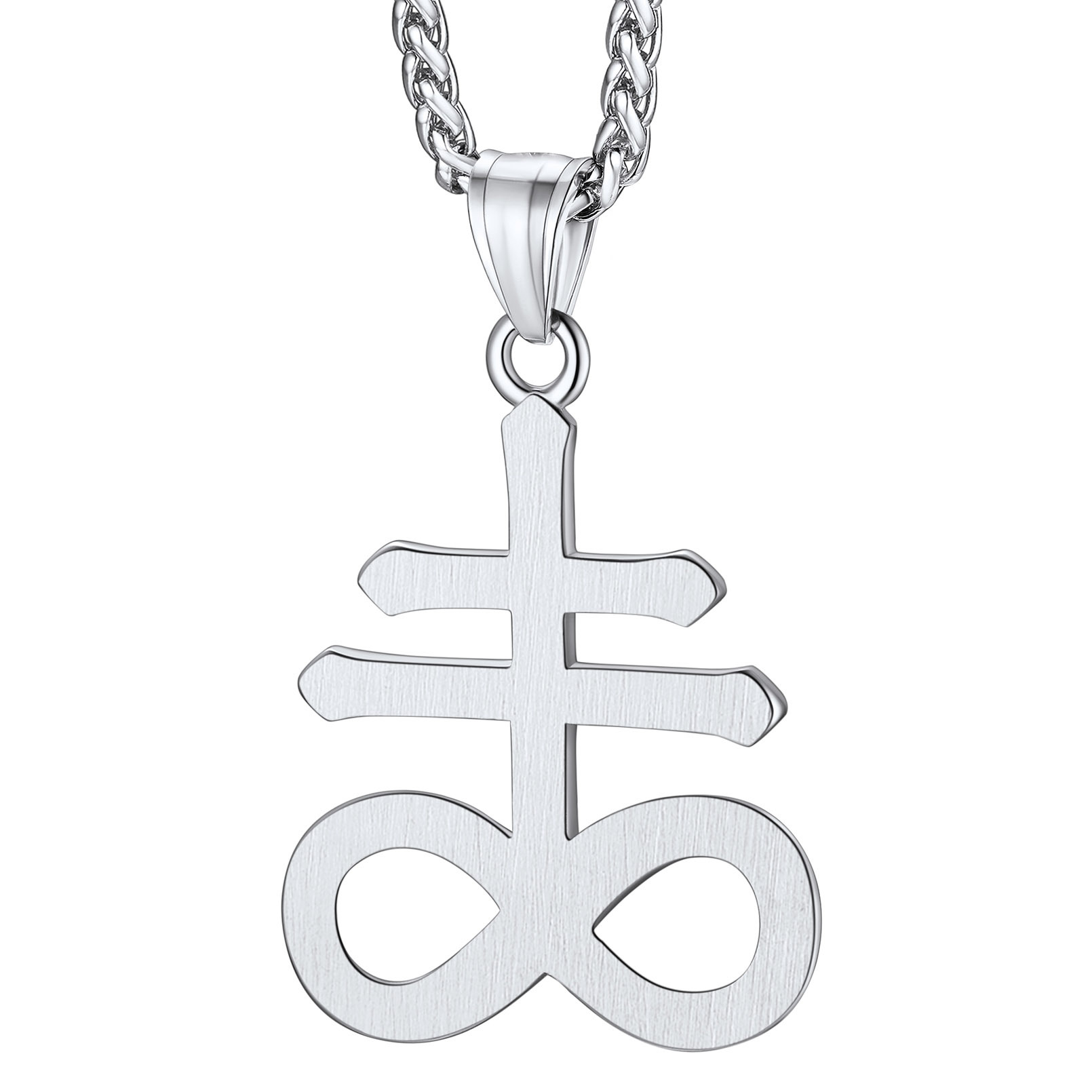 Satanic Leviathan Cross Pendant Necklace in Stainless Steel - Backside