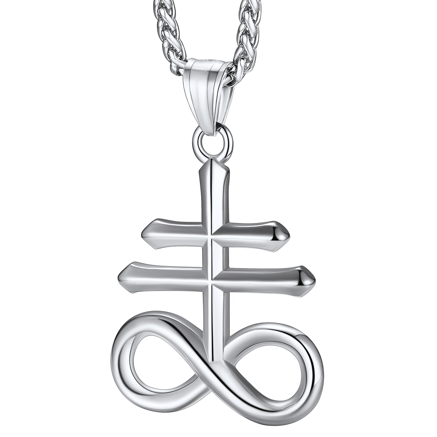 Satanic Leviathan Cross Pendant Necklace in Stainless Steel