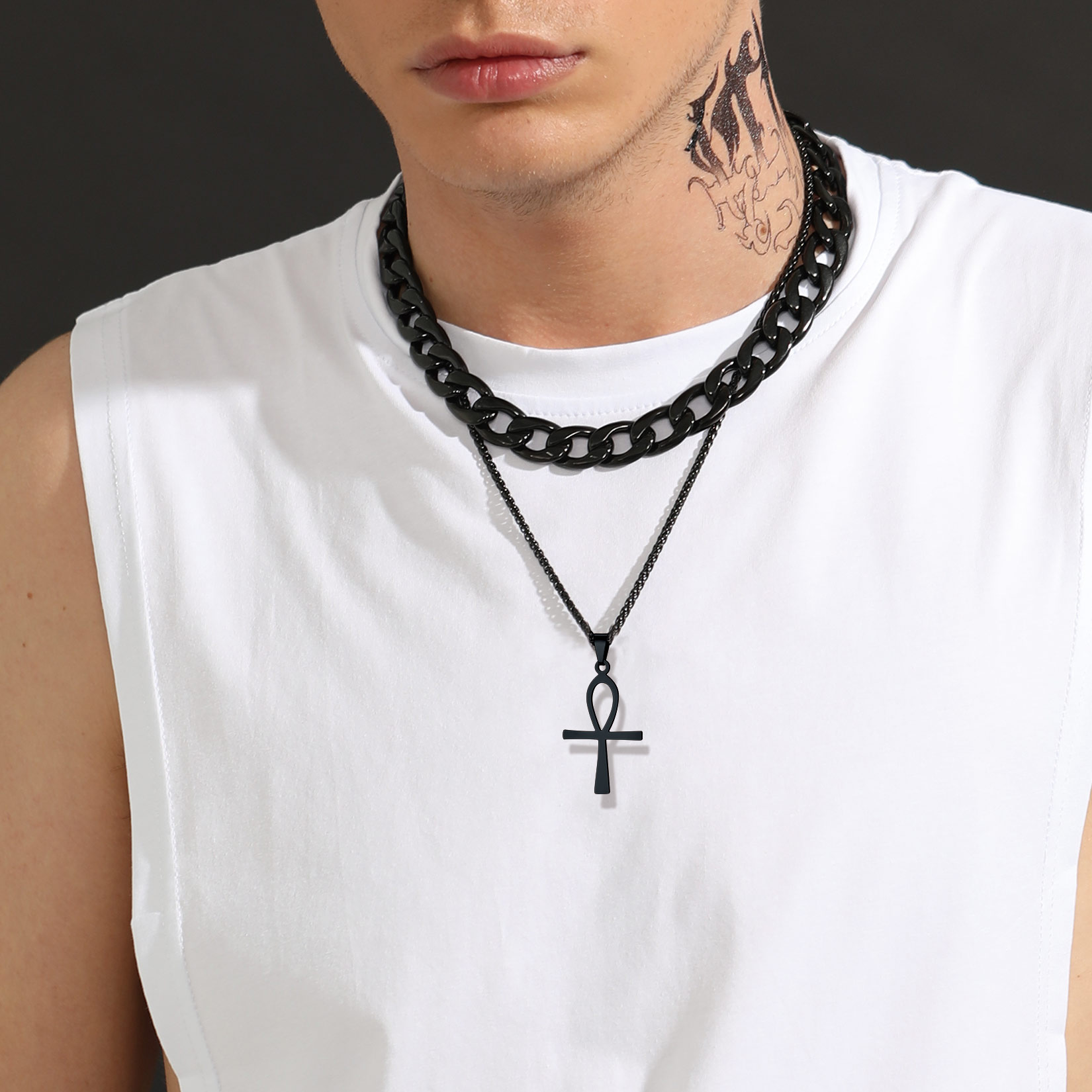 Simple Ankh Cross Pendant Egyptian Necklace for Men-01