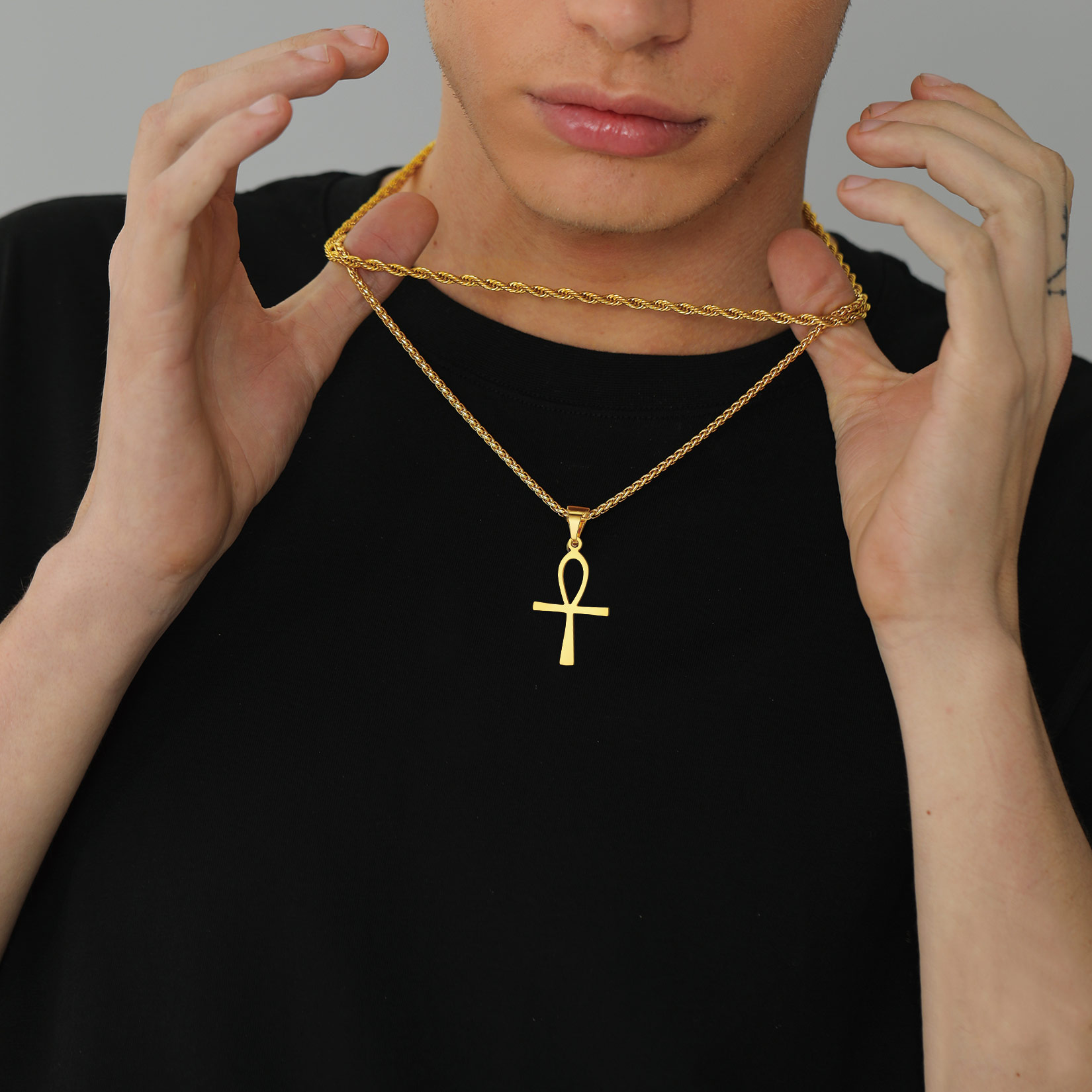 Simple Ankh Cross Pendant Egyptian Necklace for Men-01