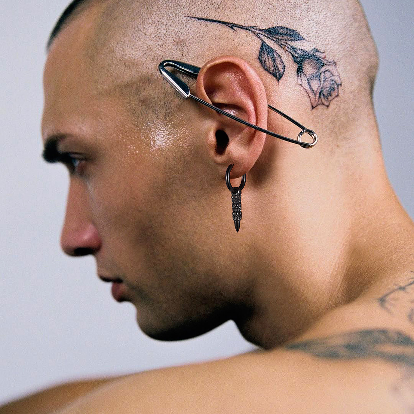 Skull Huggie Hoop Dangle Drop Earrings for Men-02