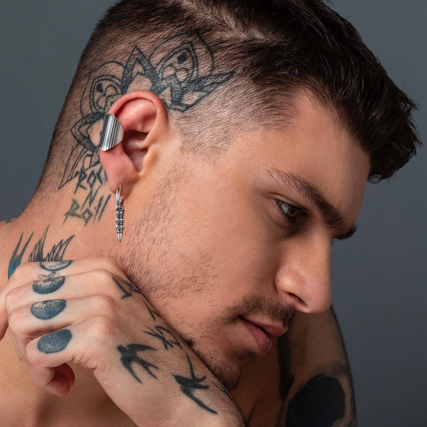 Skull Huggie Hoop Dangle Drop Earrings for Men-02