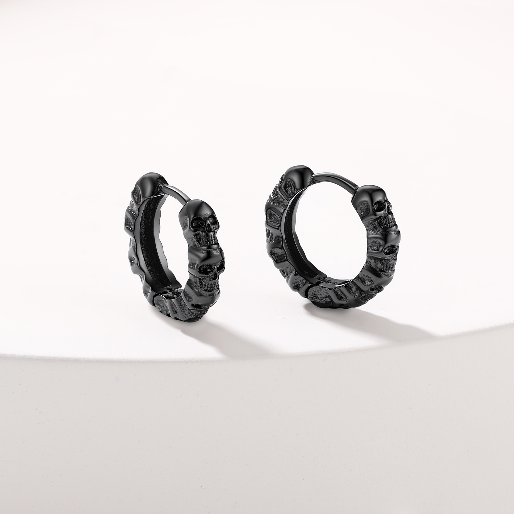 Skull Huggie Hoop Earrings, Sterling Silver-01
