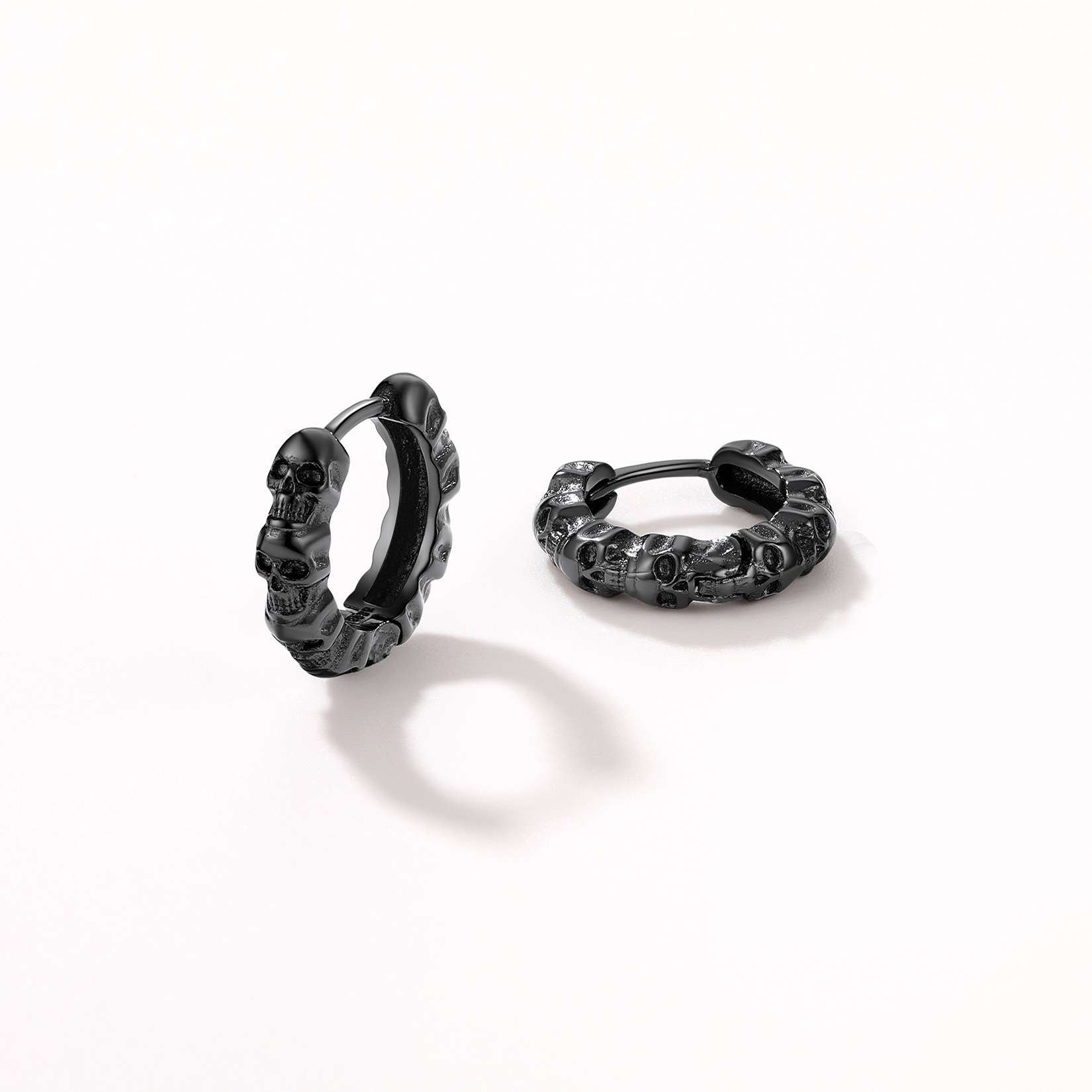 Skull Huggie Hoop Earrings, Sterling Silver-02