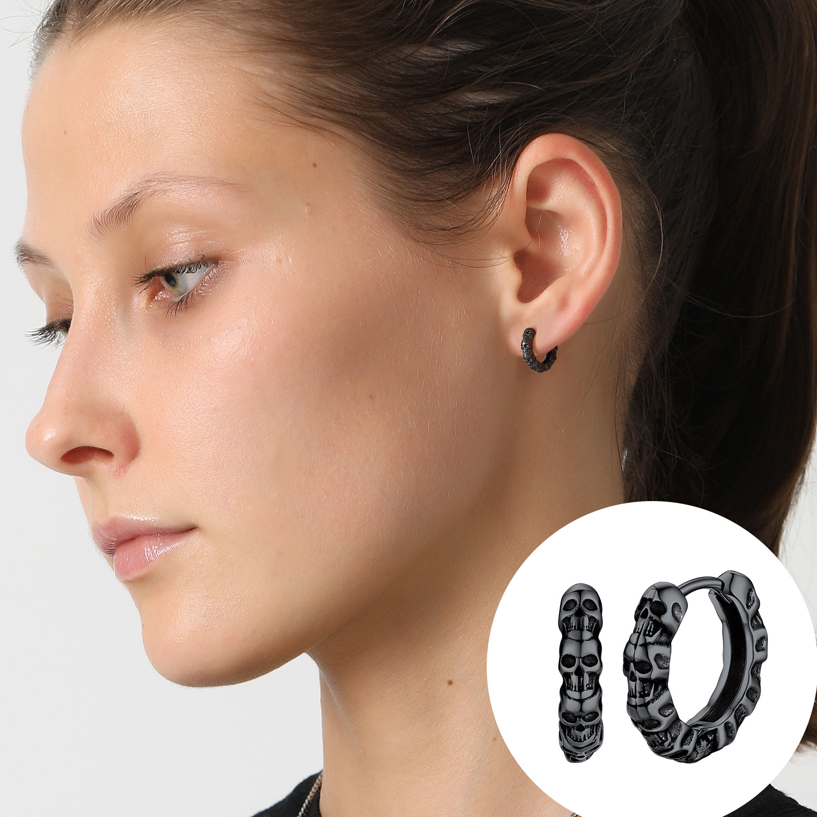 Skull Huggie Hoop Earrings for Women-01