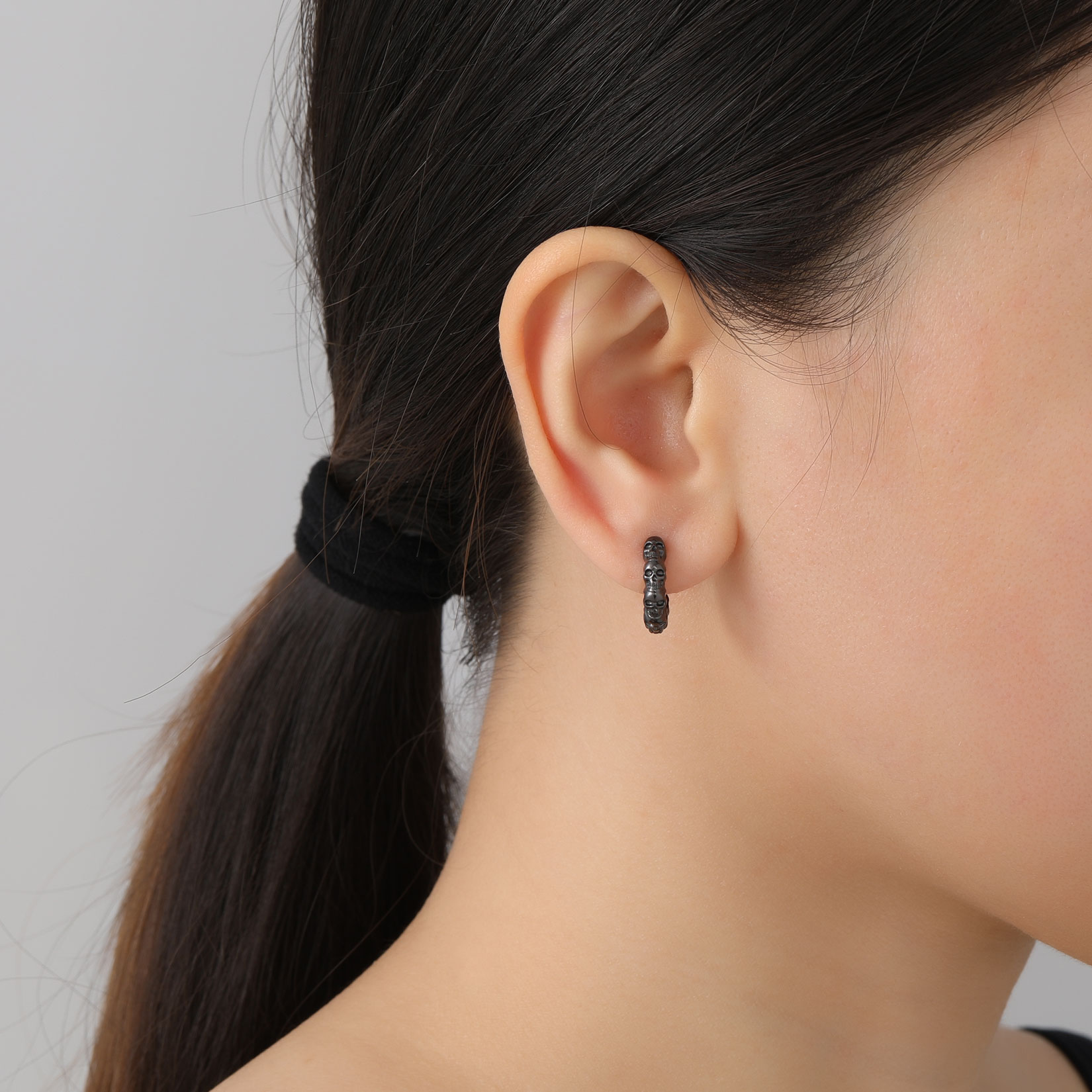 Skull Huggie Hoop Earrings for Women-03