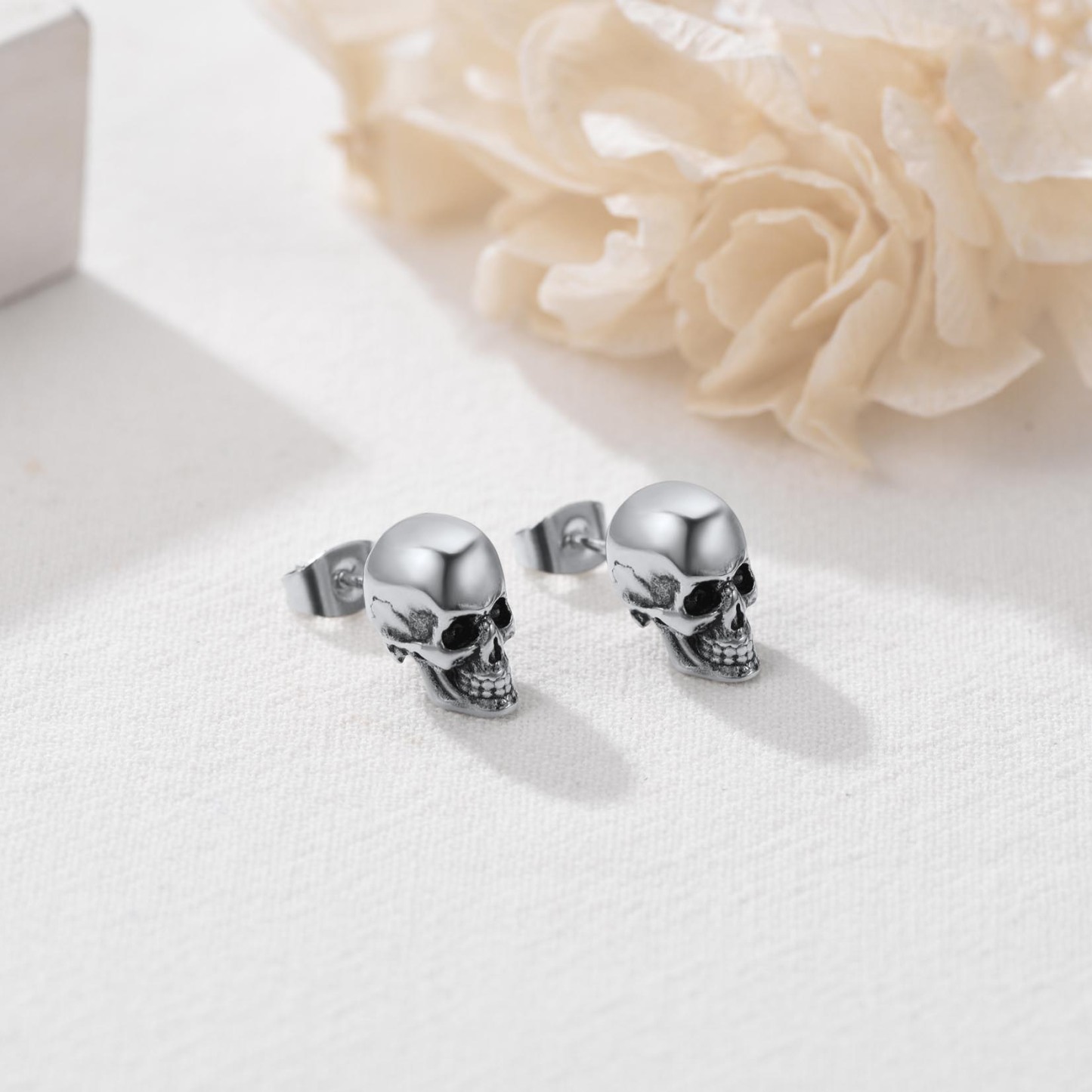 Skull Stud Earrings, Stainless Steel-01