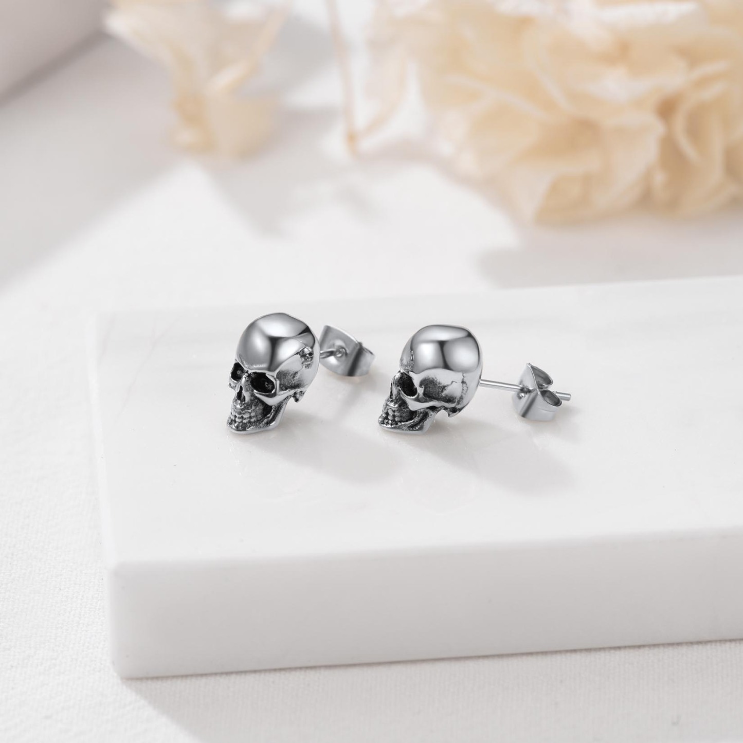 Skull Stud Earrings, Stainless Steel-02