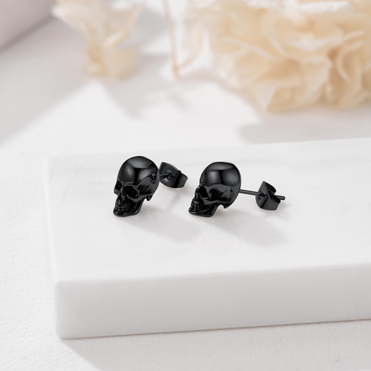 Skull Stud Earrings, Stainless Steel-02