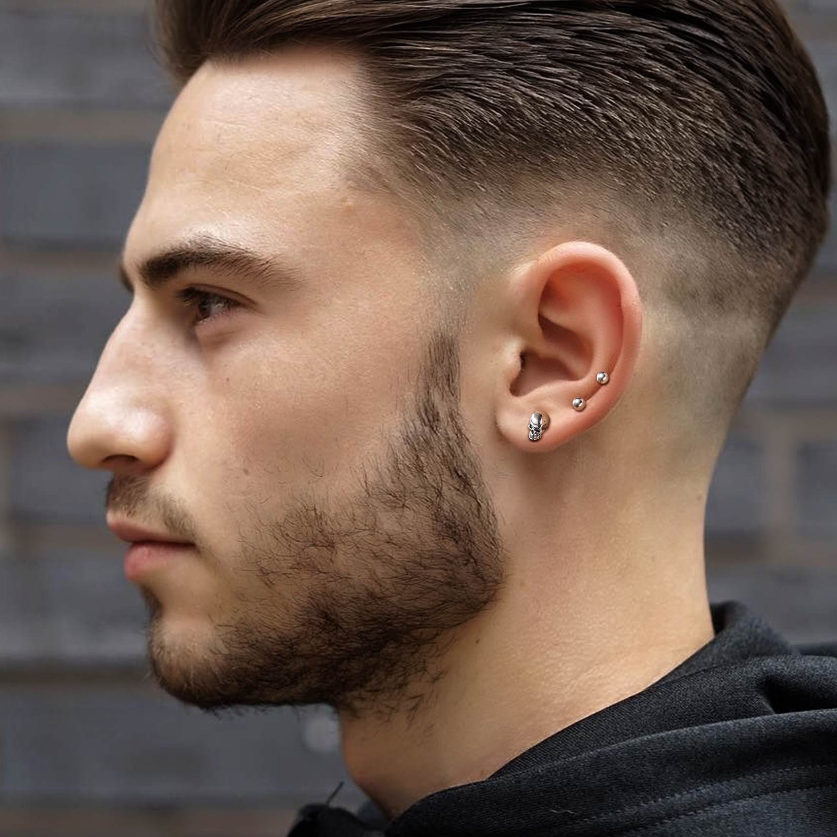 Skull Stud Earrings for Men